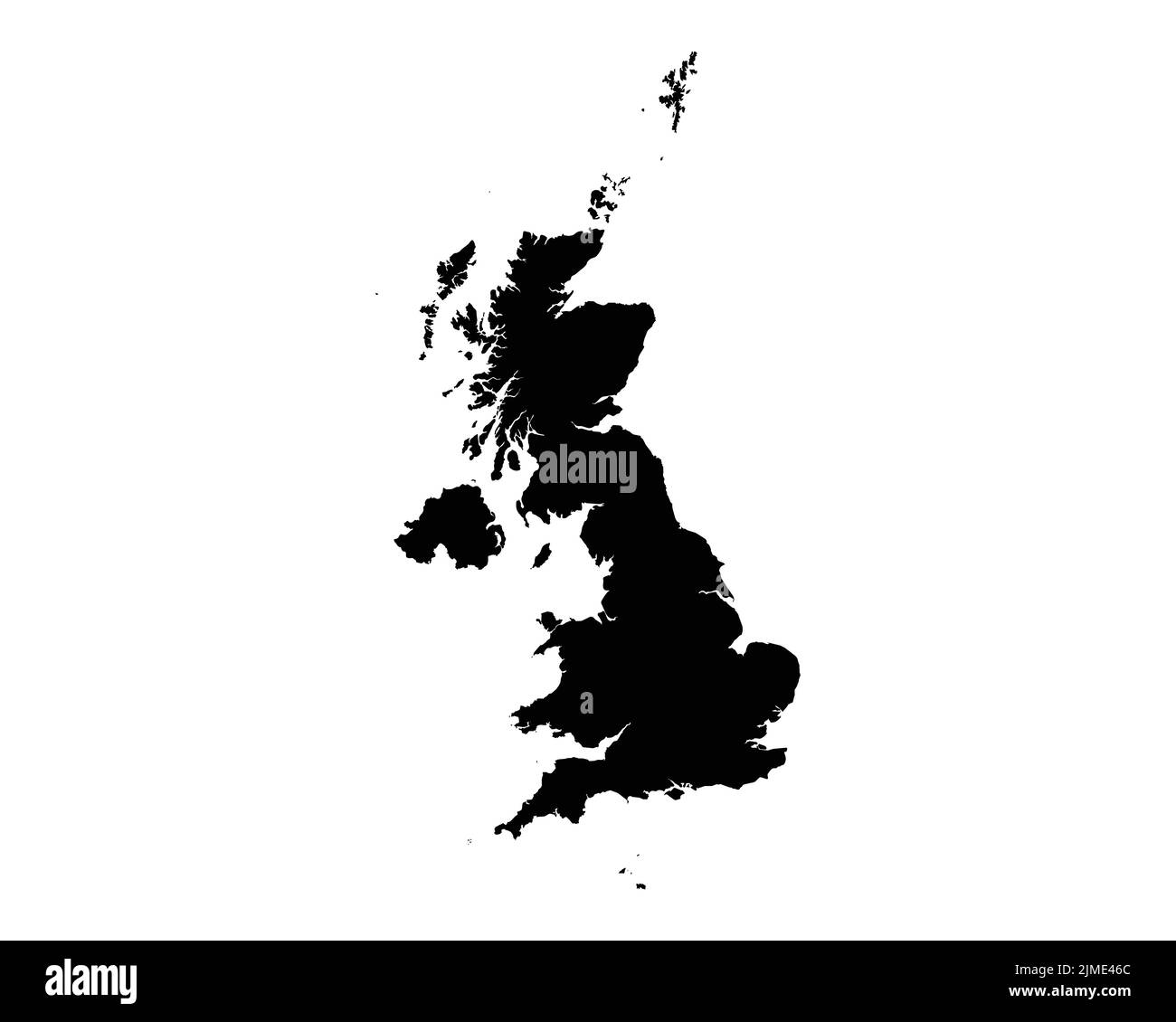 UK-Karte. United Kingdom Country Map. Schwarz und Weiß Großbritannien British National Nation Geography Outline Border Boundary Territory Shape Vector ill Stock Vektor