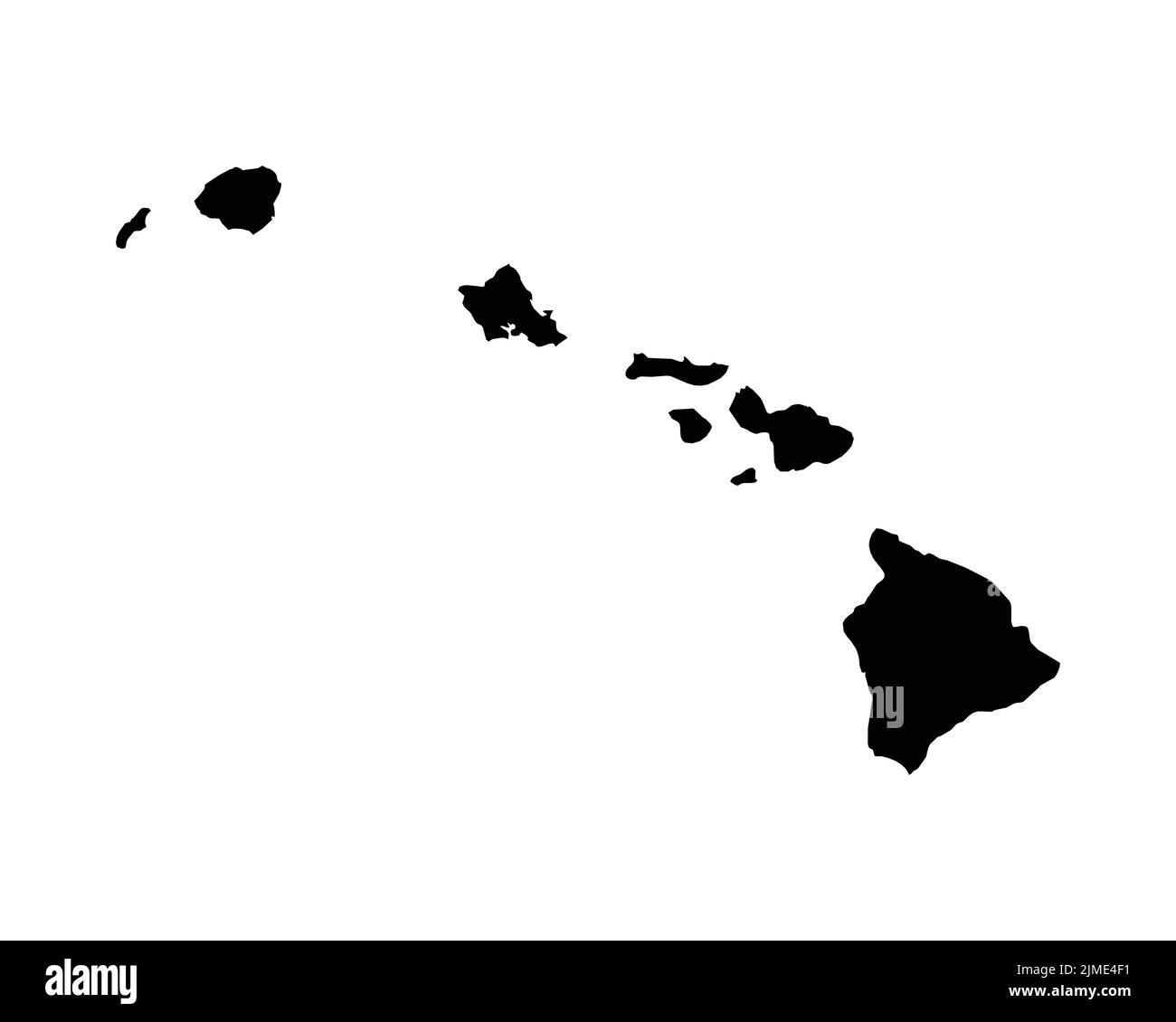 US-Karte Hawaii. HALLO USA State Map. Schwarz-Weiß Hawaiian Staatsgrenze Grenzlinie Umriss Geographie Territorialform Vektor Illustration EPS Clipart Stock Vektor