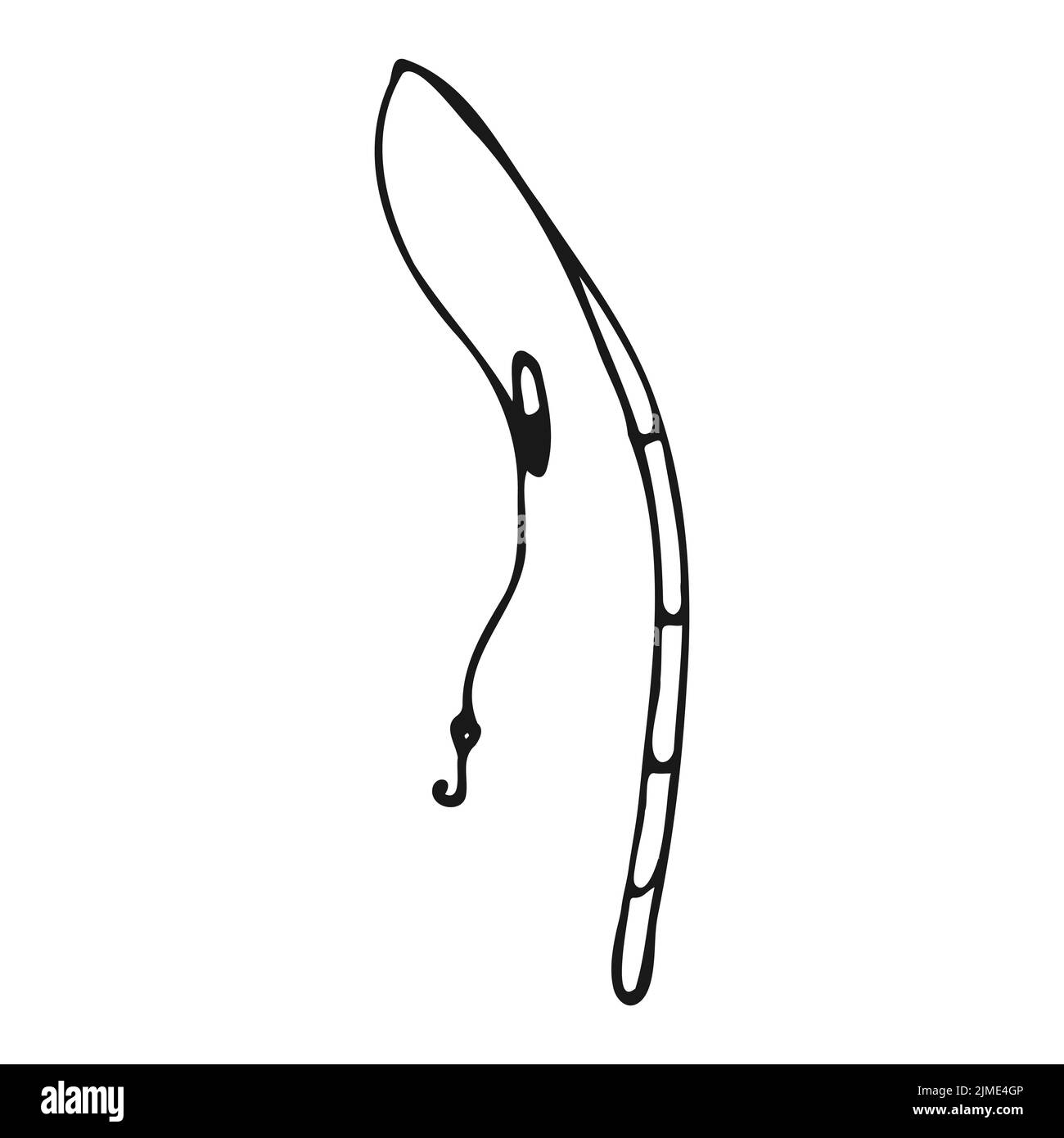 Angelrute im Doodle-Stil. Ausrüstung für den Fang von Fischen in einem Fluss, Meer oder Meer. Vektorgrafik. Stock Vektor