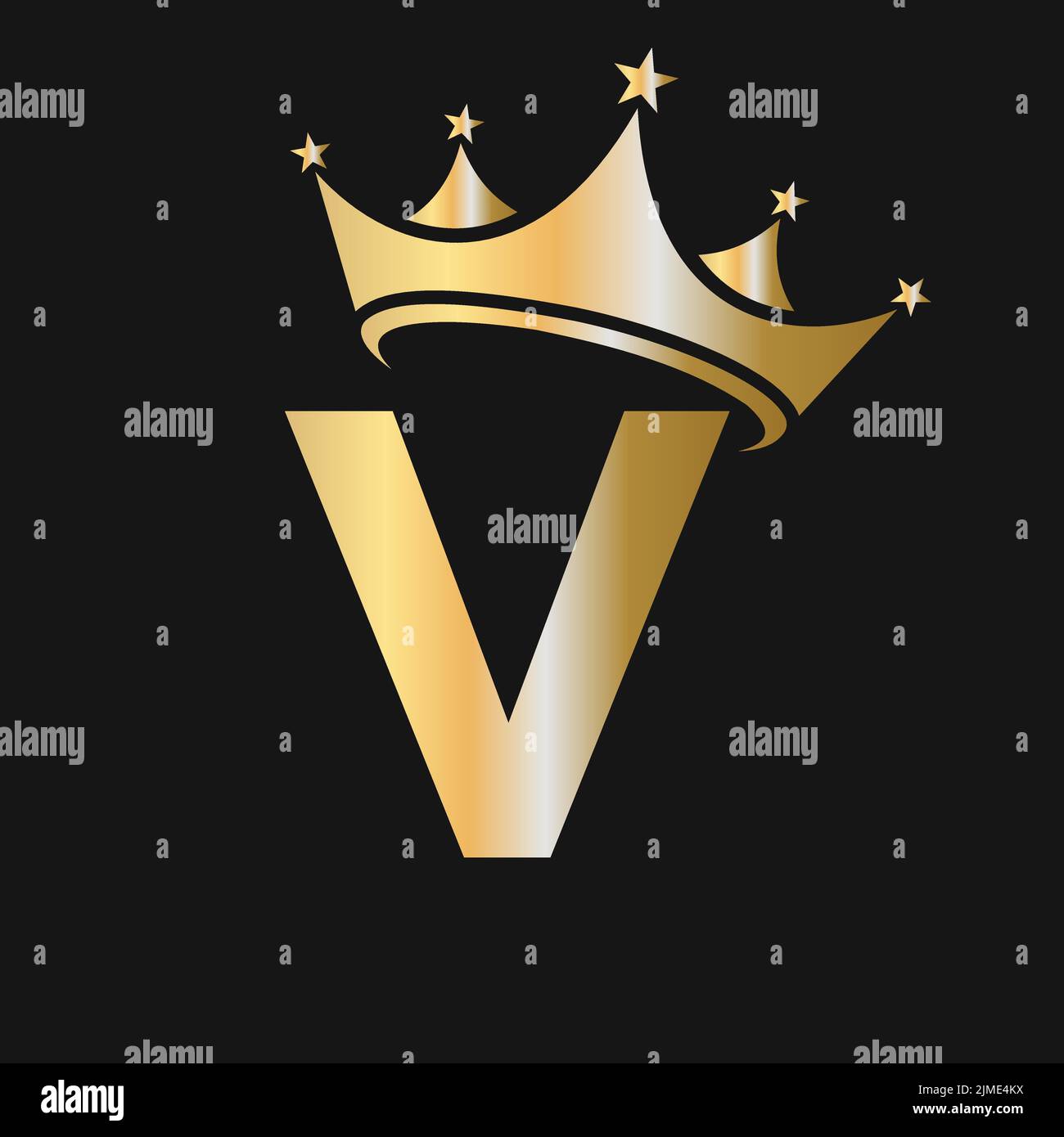 Logo mit V-Krone. Krone Logo auf Buchstabe V Vektor-Vorlage für Schönheit, Mode, Stern, elegant, Luxus-Zeichen Stock Vektor
