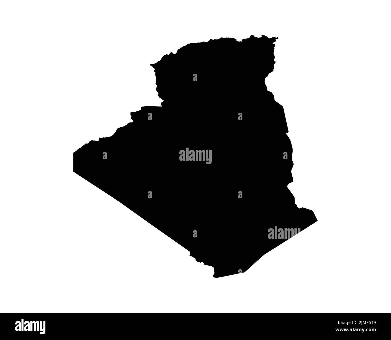 Algerien-Karte. Algerische Landkarte. Schwarz-Weiß nationaler Umriss Grenzform Grenzform Geographie Territorium EPS Vektorgrafik Clipart Stock Vektor