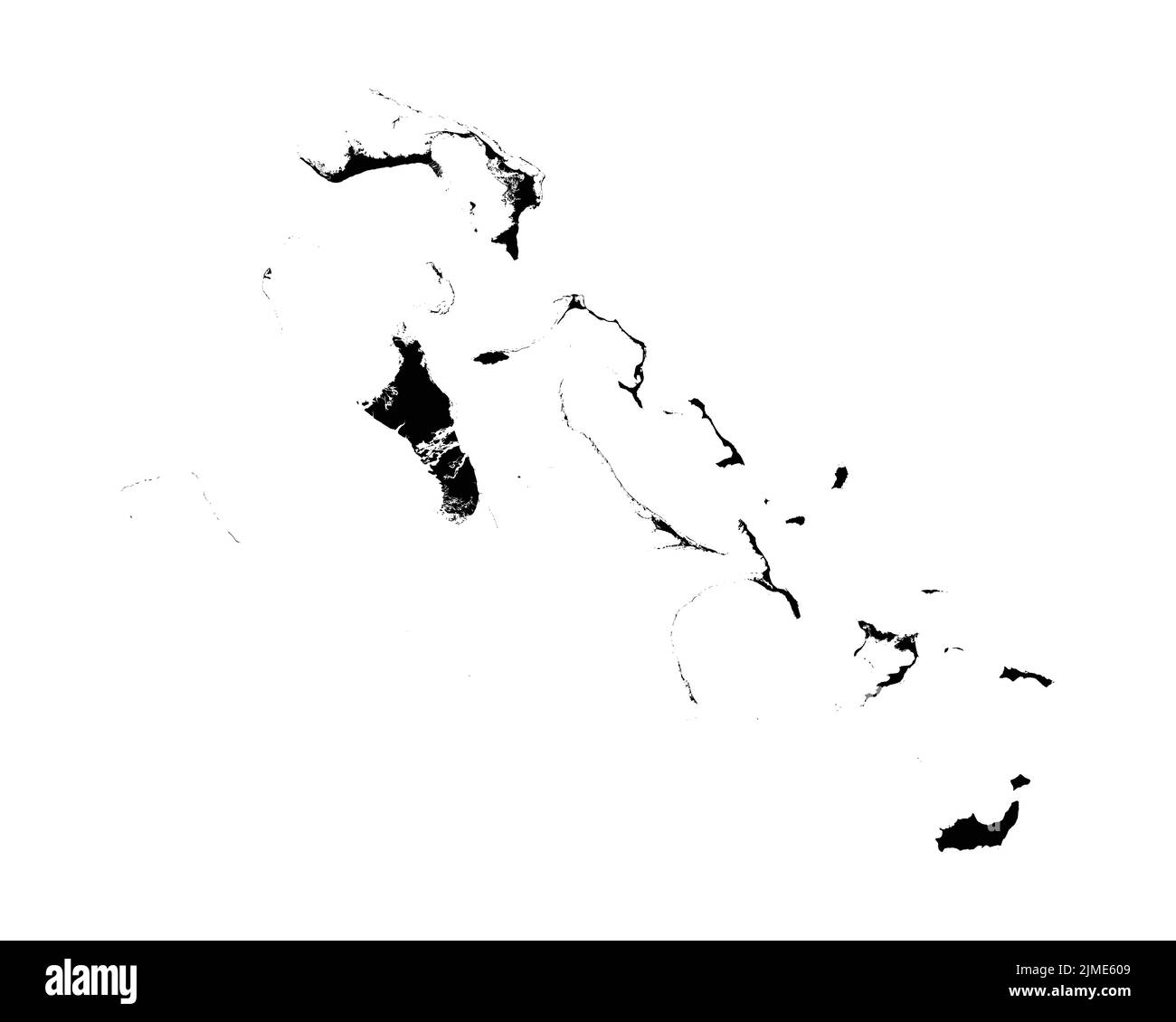 Karte Der Bahamas. Bahamian Country Map. Schwarz-Weiß nationaler Umriss Grenze Grenzform Geographie Territorium EPS Vektorgrafik Clipart Stock Vektor