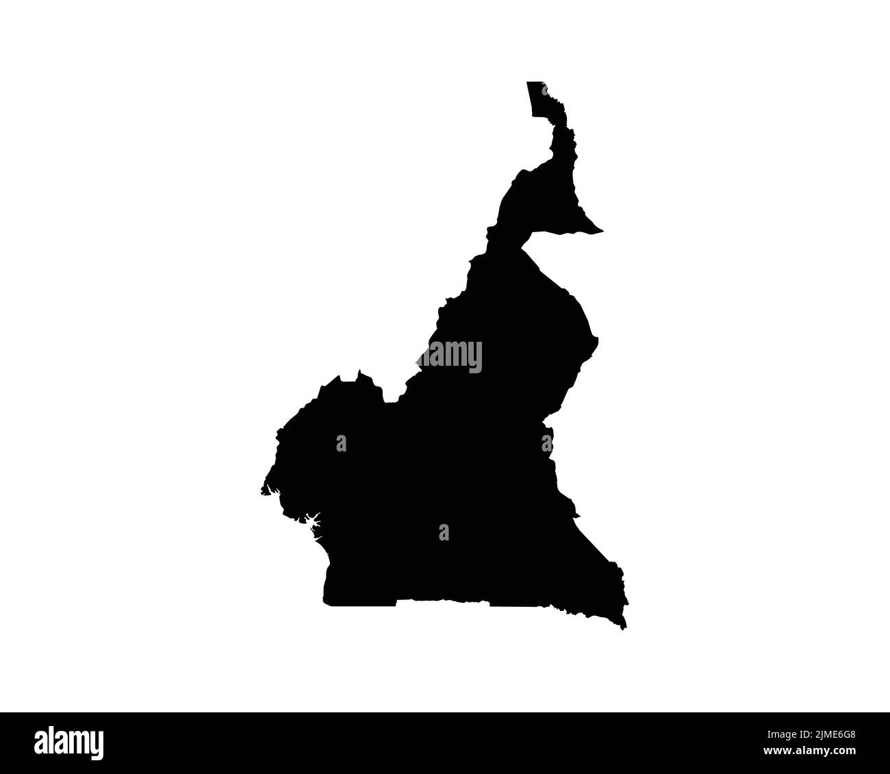 Kamerun-Karte. Kamerunische Landkarte. Schwarz-Weiß nationaler Umriss Geographie Grenze Grenzform Territorium EPS Vektorgrafik Clipart Stock Vektor