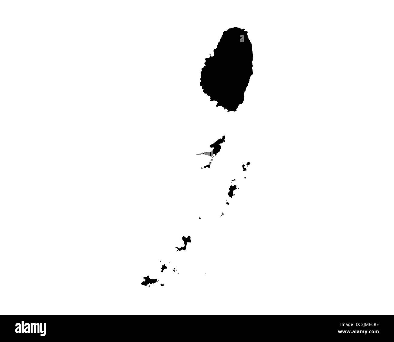 St. Vincent und die Grenadinen Karte. St Vincentian Country Map. Black and White Vincy National Nation Geography Outline Border Boundary Territory Sha Stock Vektor