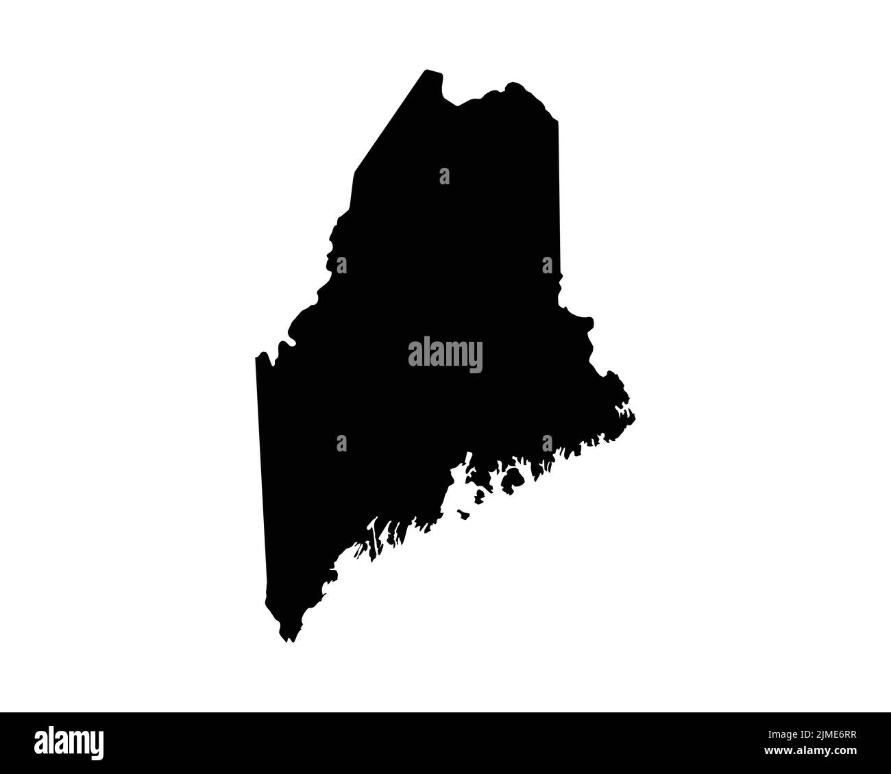 Maine US-Karte. ME USA State Map. Schwarz-Weiß Mainer Staatsgrenze Grenzlinie Umriss Geographie Territorialform Vektor Illustration EPS Clipart Stock Vektor