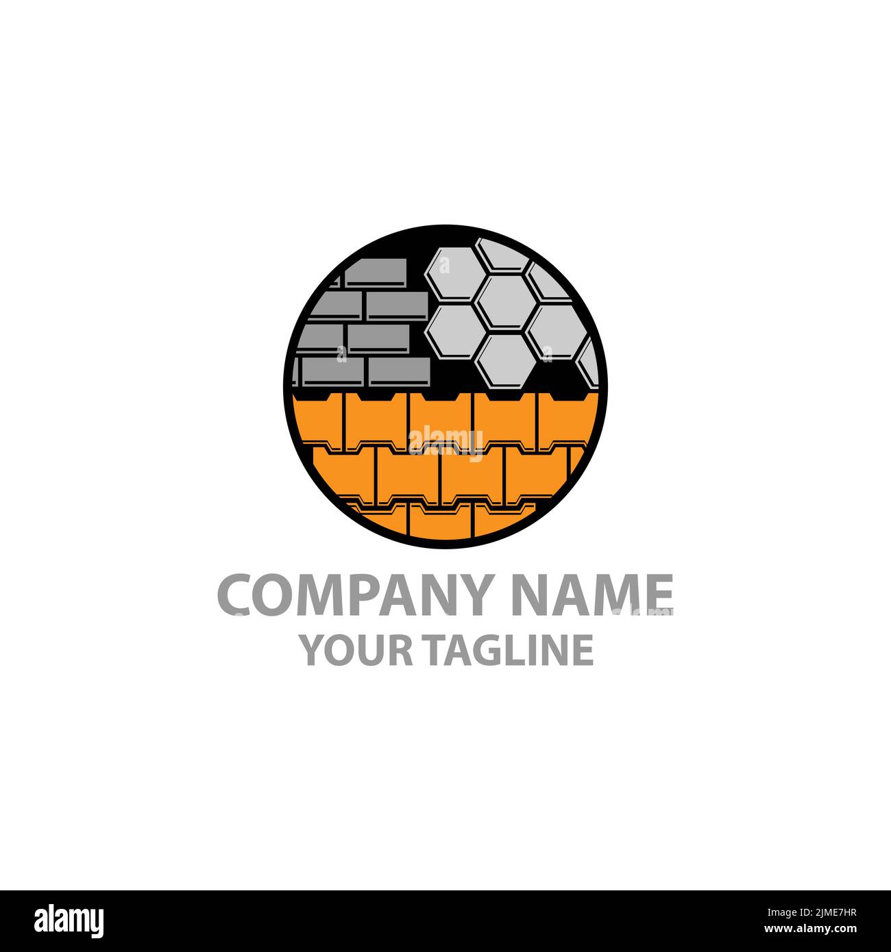 Pflasterblock, Betonfertiger Block Icon set, Pflasterlogo.EPS 10 Stock Vektor