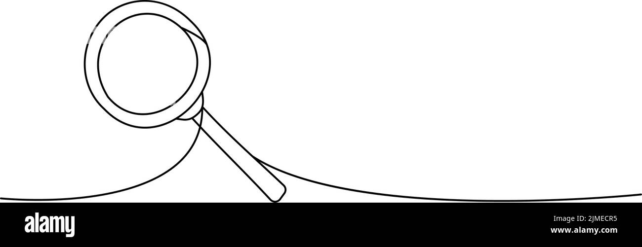 Lupe eine Linie kontinuierliche Zeichnung. Lupen-fortlaufende einzeilige Abbildung. Vektor minimalistische lineare Illustration Stock Vektor