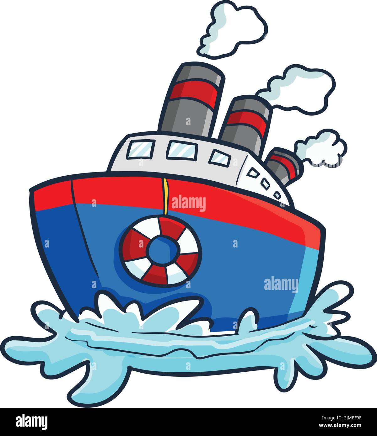 Eine Vektordarstellung eines niedlichen, farbenfrohen Schiffes auf weißem Hintergrund Stock Vektor