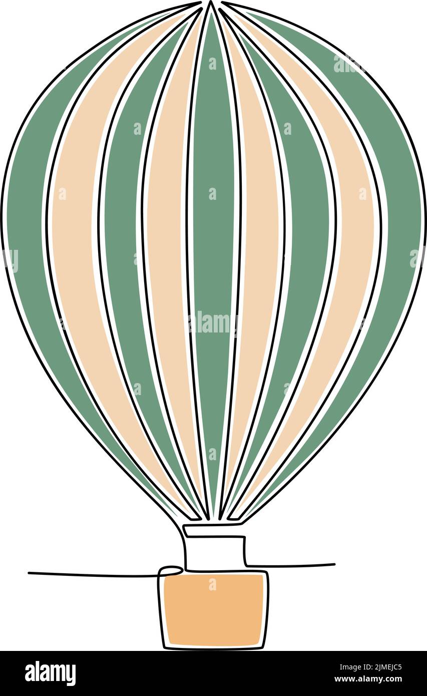 Kontinuierliche Linienzeichnung des Heißluftballons. Vektorgrafik Stock Vektor