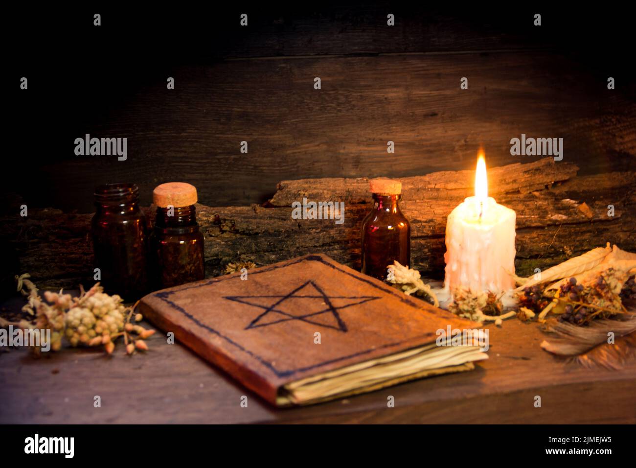 Set von Objekten Symbole esoterischer Rituale Stockfoto