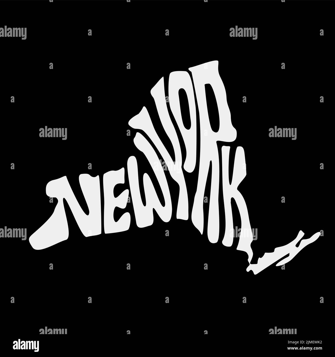 Eine Vektordarstellung der New Yorker State Map Typografie Stock Vektor