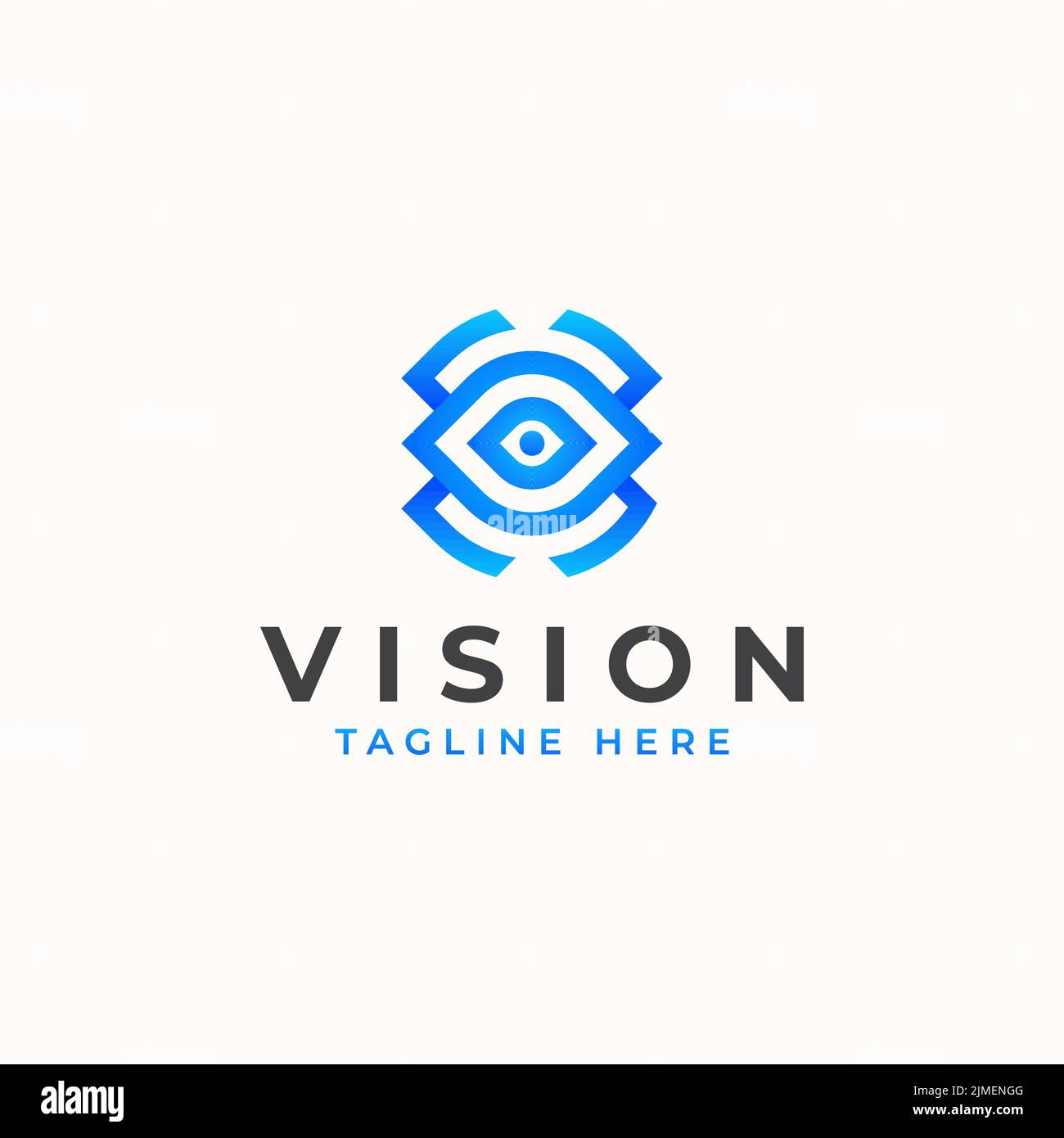 Eine Vektordarstellung der Vision Eye Monogram Logo-Vorlage Stock Vektor