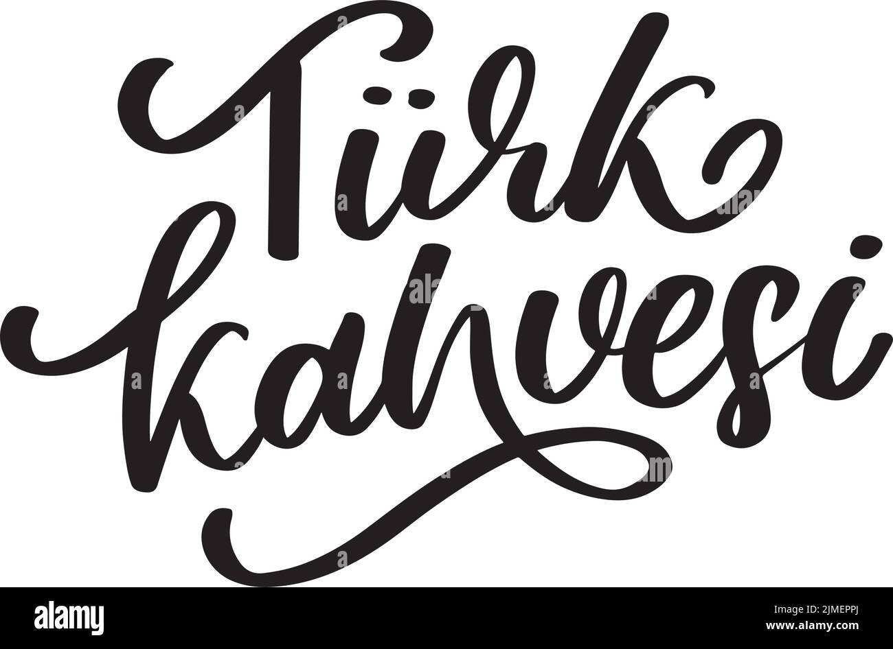 Kaffee Vektor-Logo, Typografie, Zeichen in schwarz und weiß. Werbeplakat oder Vorlagendesign. Moderner Schriftzug, Kaffee-Schild. Design el Stock Vektor