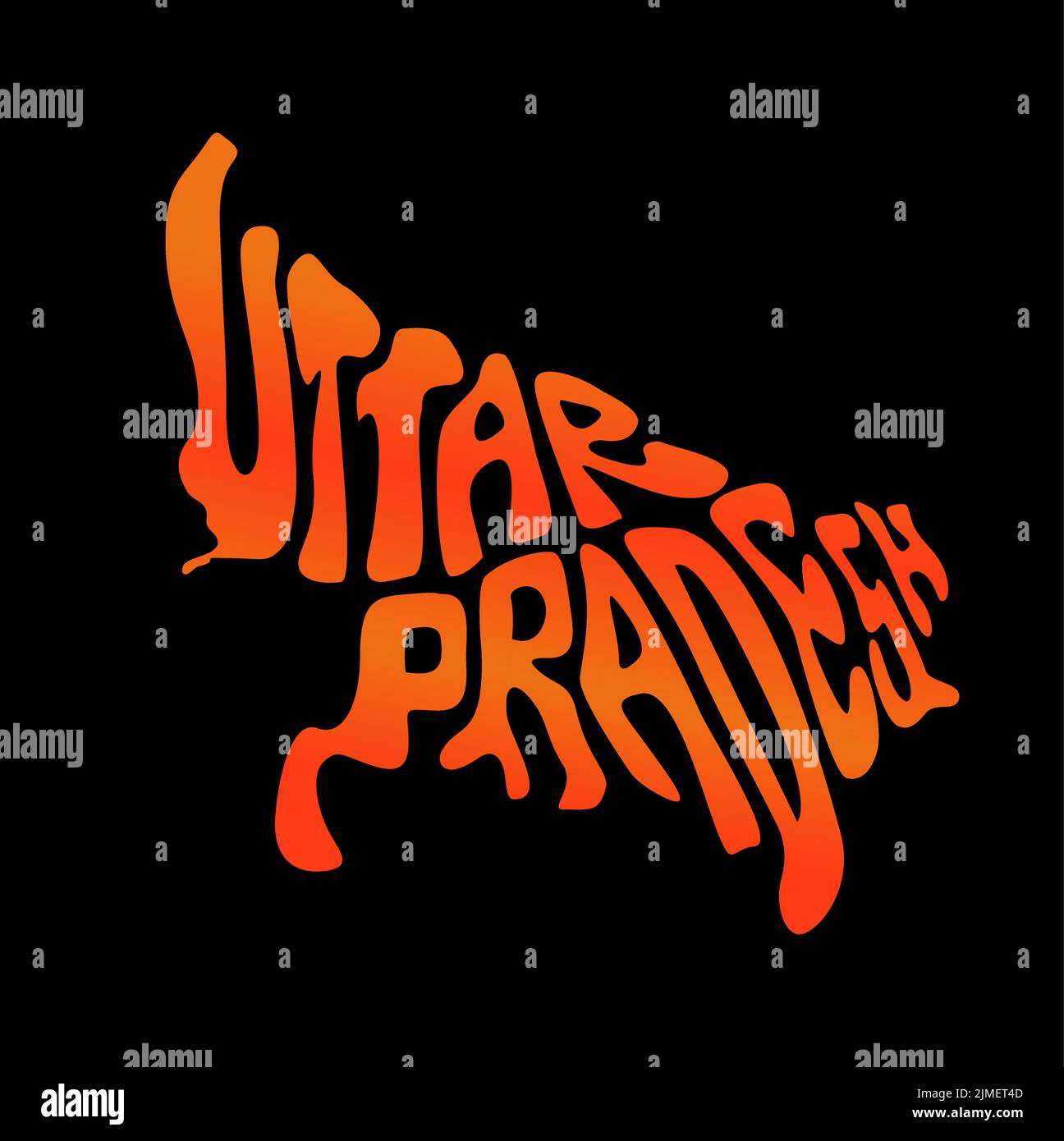 Uttar Pradesh State map in englischer Schrift. Uttar Pradesh Typografie Karte. Stock Vektor