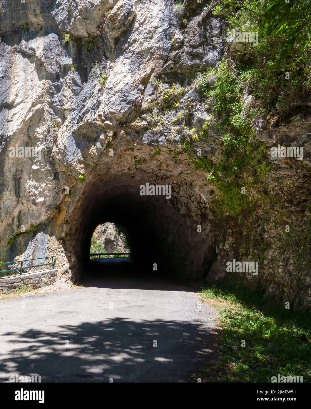 Tunnel durch Felsen gebohrt für eine Straße, der Anisclo Canyon, Ordesa Nationalpark, Aragon Spanien Stockfoto