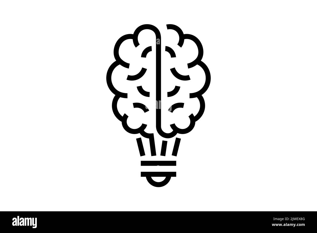 Symbol für lineare Innovation der Gehirnlampe. Kreatives Denken Idee skizzieren Lösung Logo. Isoliertes Inspirationssymbol für die Markenidentität im Bildungsbereich. Abbildung: Vektor-eps-Glühbirne Stock Vektor