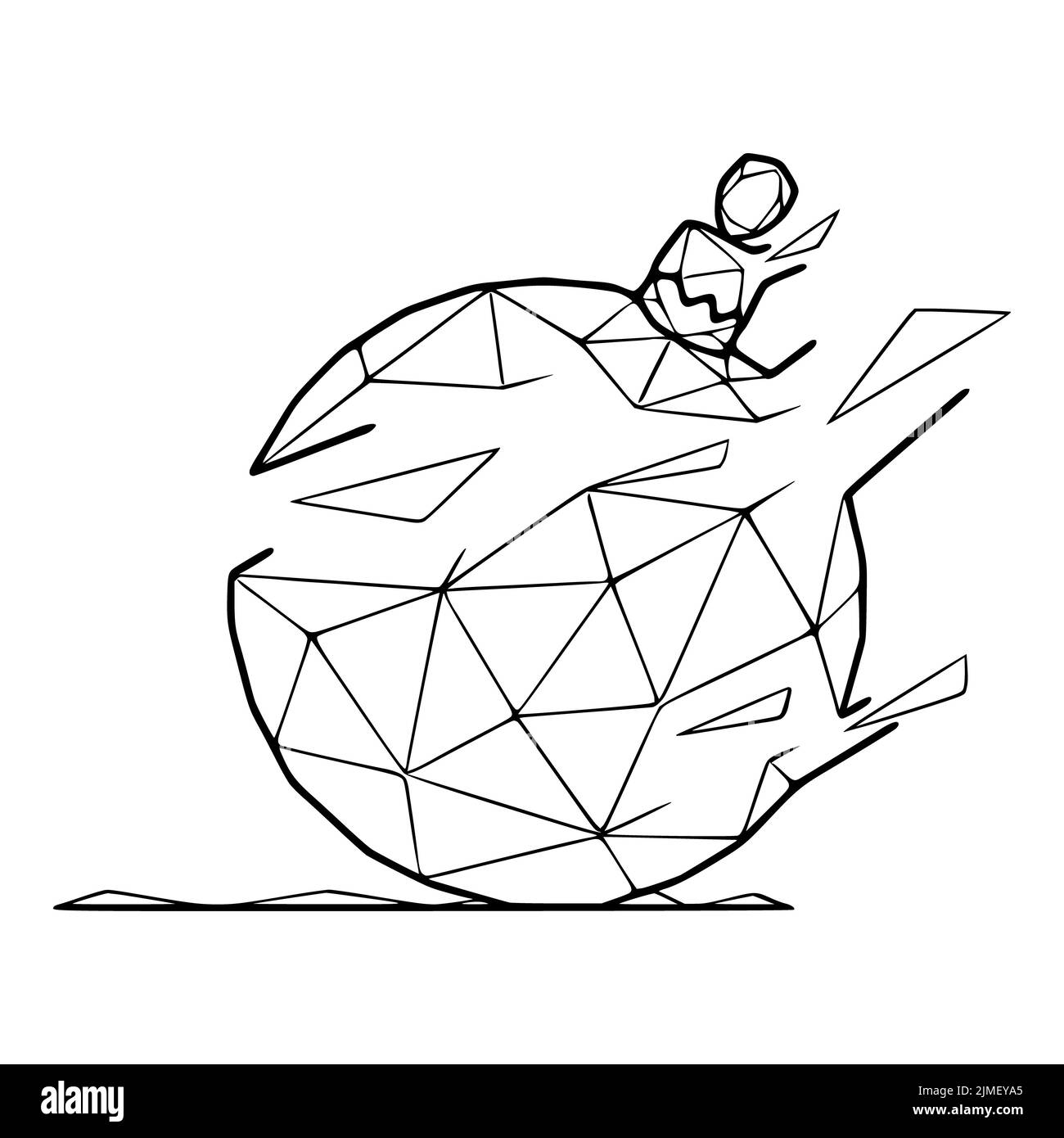 Weihnachtskugel im abstrakten geometrischen Stil auf weißem Hintergrund Stockfoto