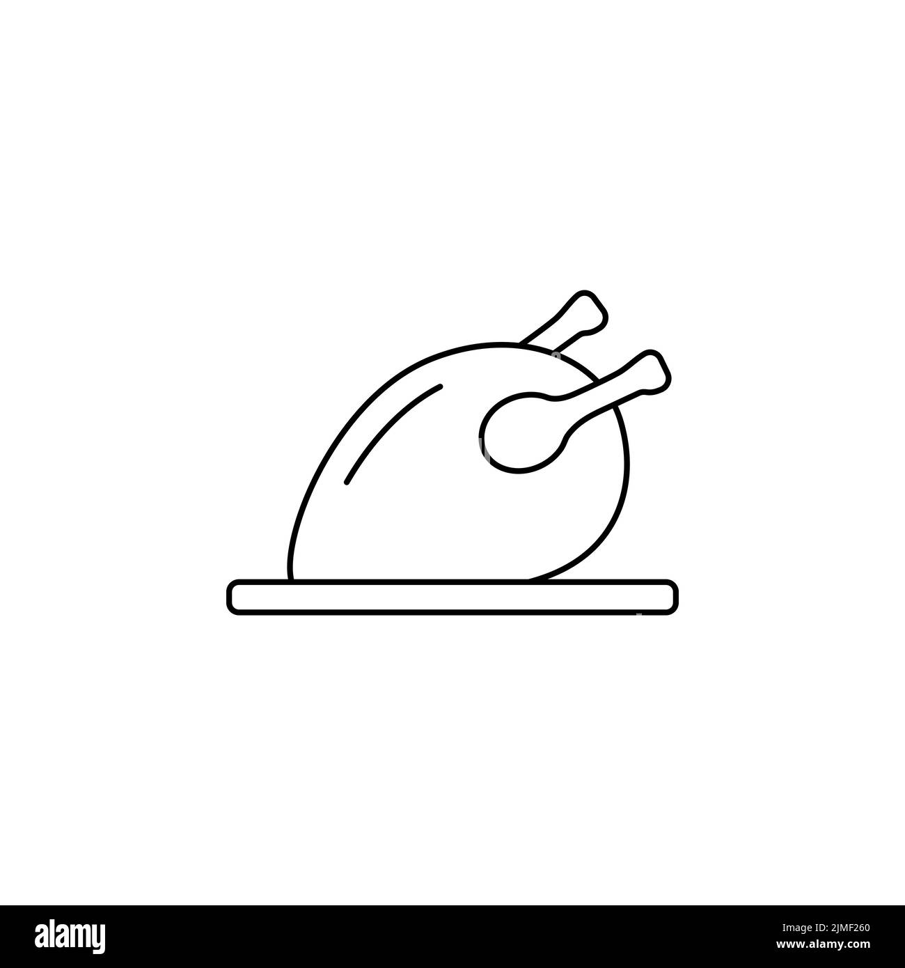Symbolvektor für Grillhähnchenlinie. Gegrilltes Huhn schwarz umreißt einfaches isoliertes Bild. Logo gegartes Hühnerfleisch. Web Element Fleisch Lebensmittel Stock Vektor