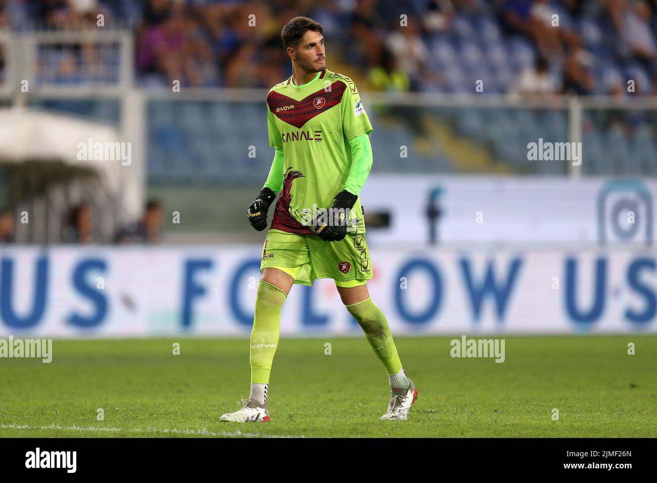 Genua, Italien. 5. August 2022. Federico Ravaglia von Reggina 1914 sieht sich während des Coppa Italia-Spiels zwischen uns Sampdoria und Reggina 1914 am 5. August 2022 im Stadio Luigi Ferraris in Genua, Italien, an. Quelle: Marco Canoniero/Alamy Live News Stockfoto