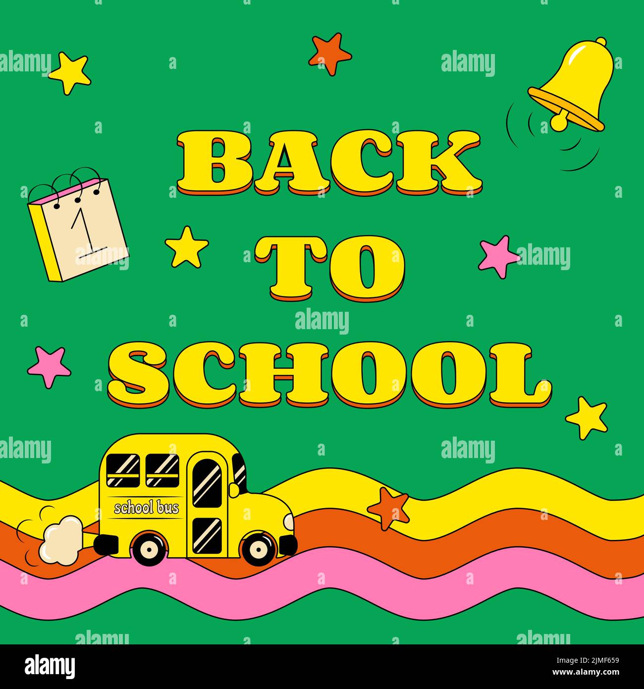 Back to School Banner im Groove-Stil Stock Vektor