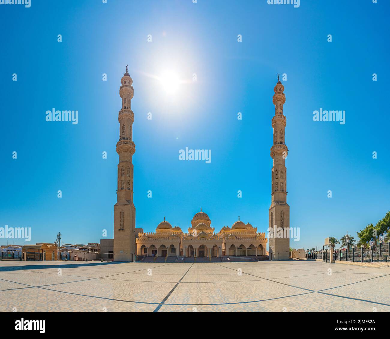 Moschee El Mina Masjid, Elmina Moschee ein einzigartiges architektonisches Denkmal im alten Hurgada, Egupt Stockfoto