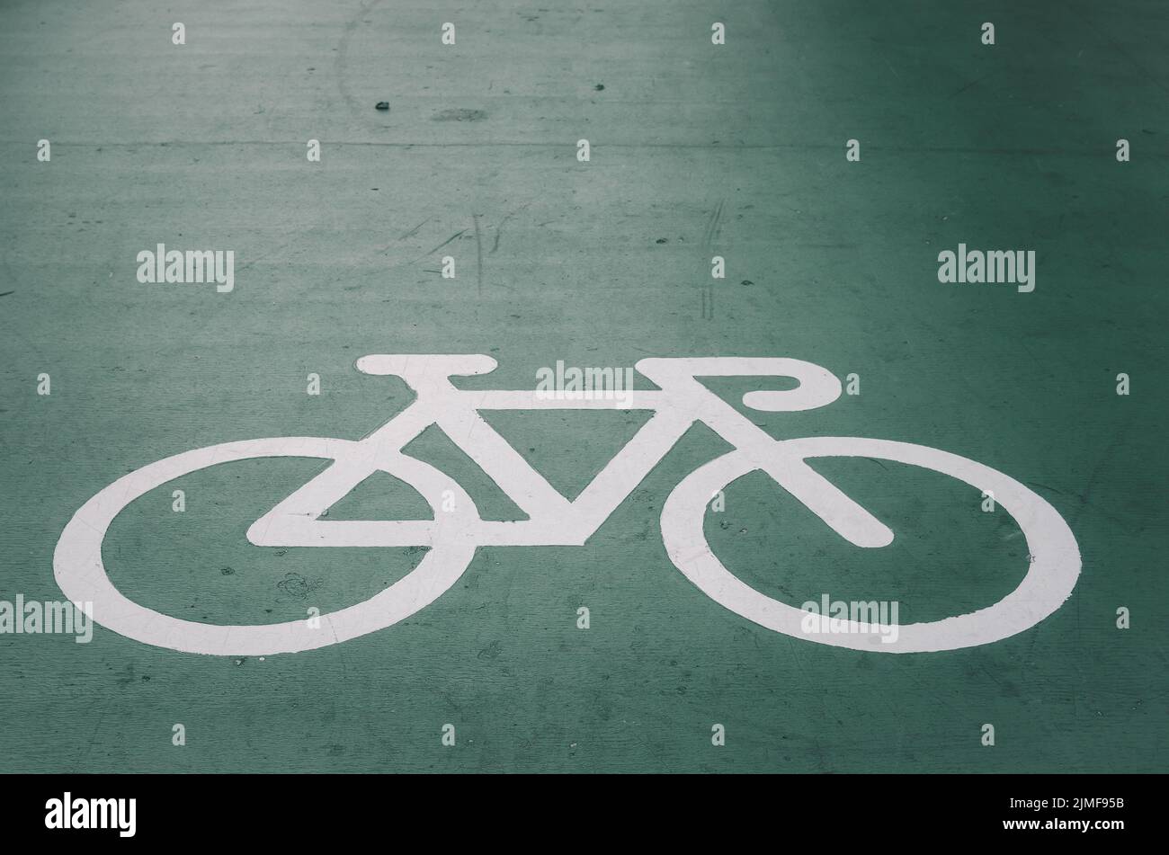 schild Fahrspur Fahrradsicherheit auf dem Weg. Stockfoto