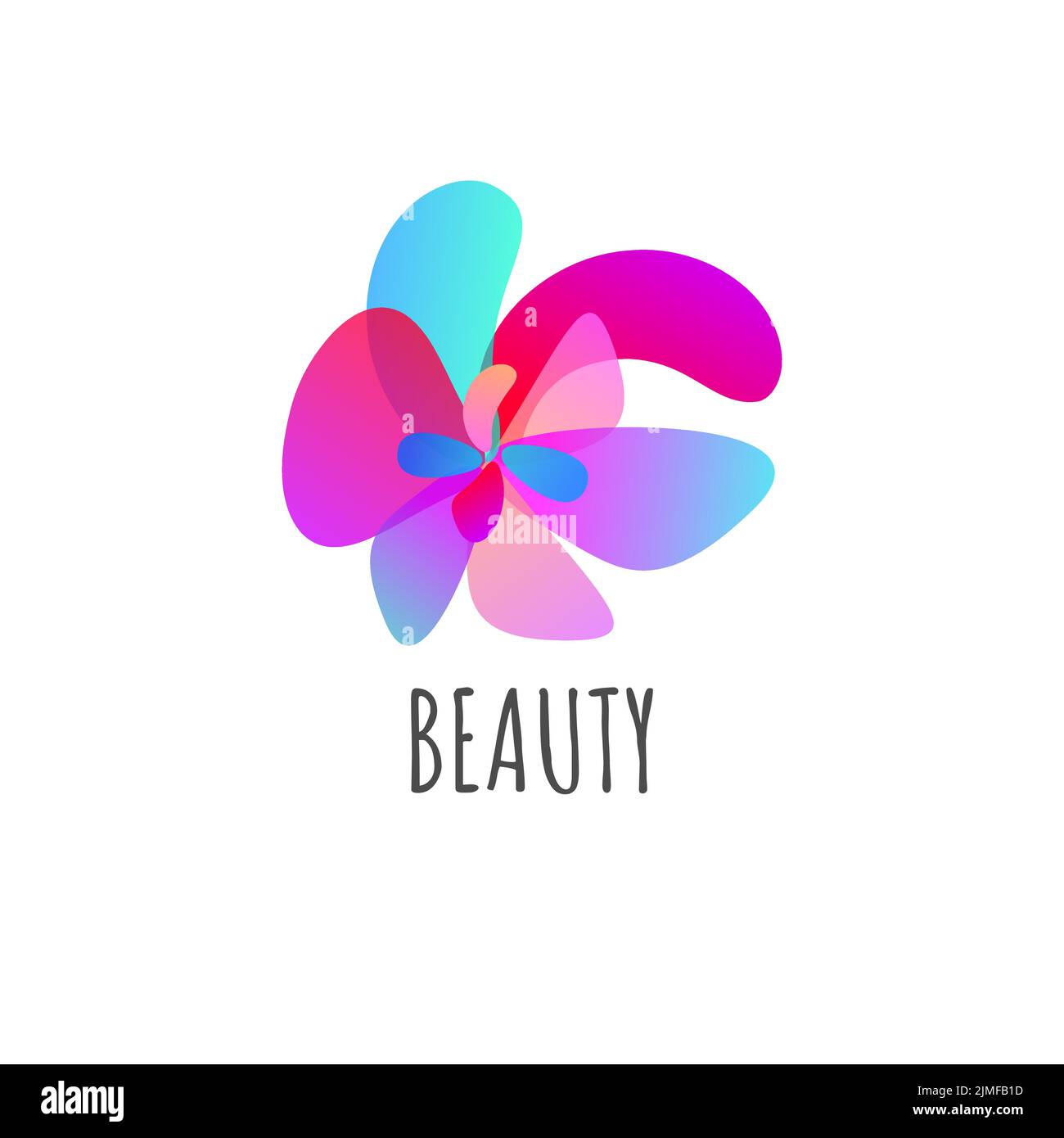 Schöne Blume mit transparenten Blütenblättern, Vektor-Logo. Symbol für Spa, Massage Stock Vektor