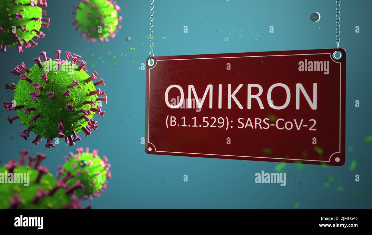 Neuer Corona Virus Omikron Stockfoto