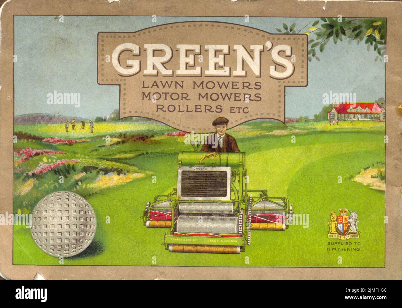 Rückseite des Green-Katalogs mit Rasenmähern, Motormähern, Walzen usw. 1926 Stockfoto
