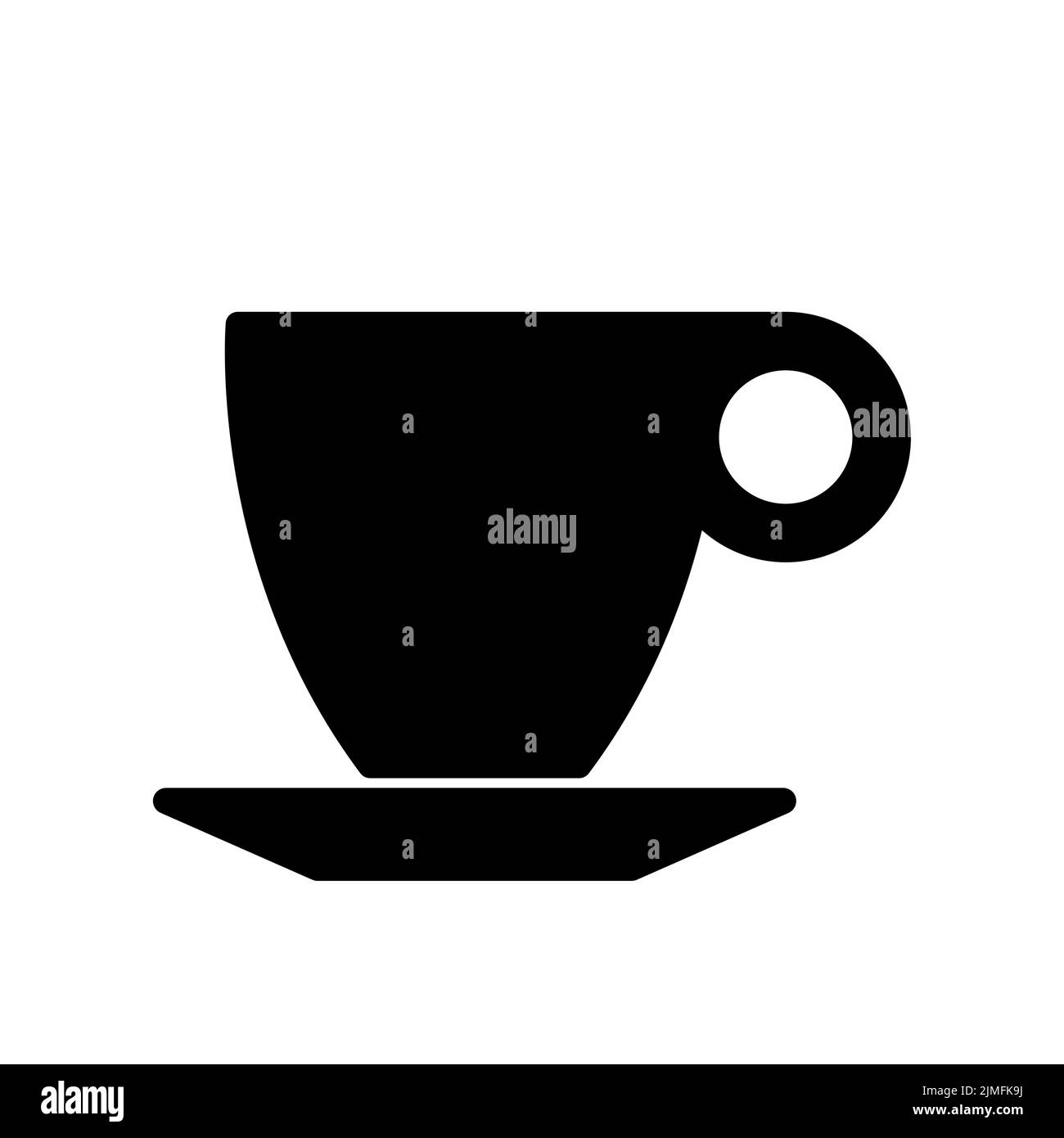 Schlichter Espresso oder Cappuccino Kaffee oder Teetasse Silhouette Icon. Vektorbild. Stock Vektor