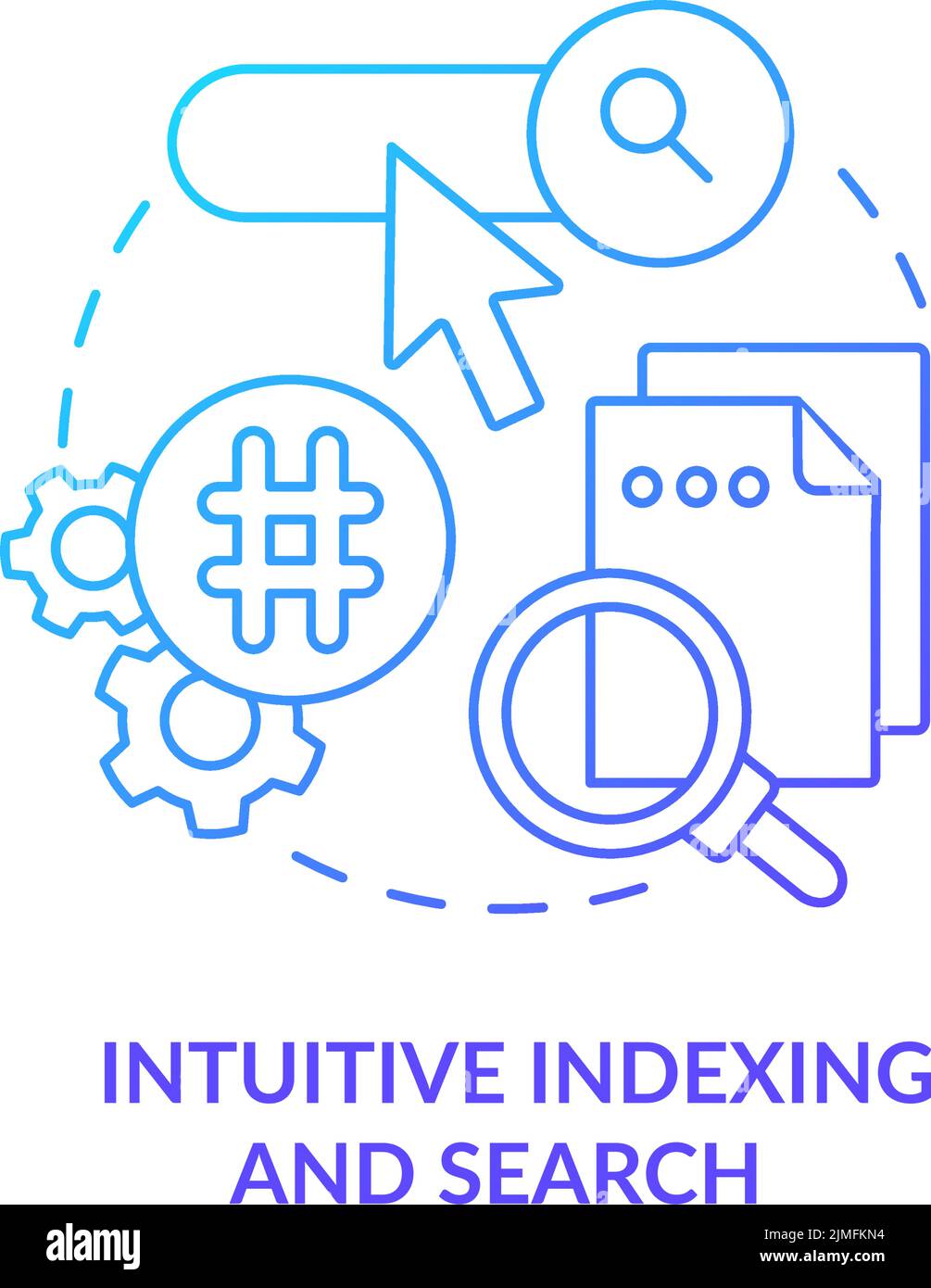 Intuitives Symbol für Indizierung und Suche mit blauem Farbverlauf Stock Vektor