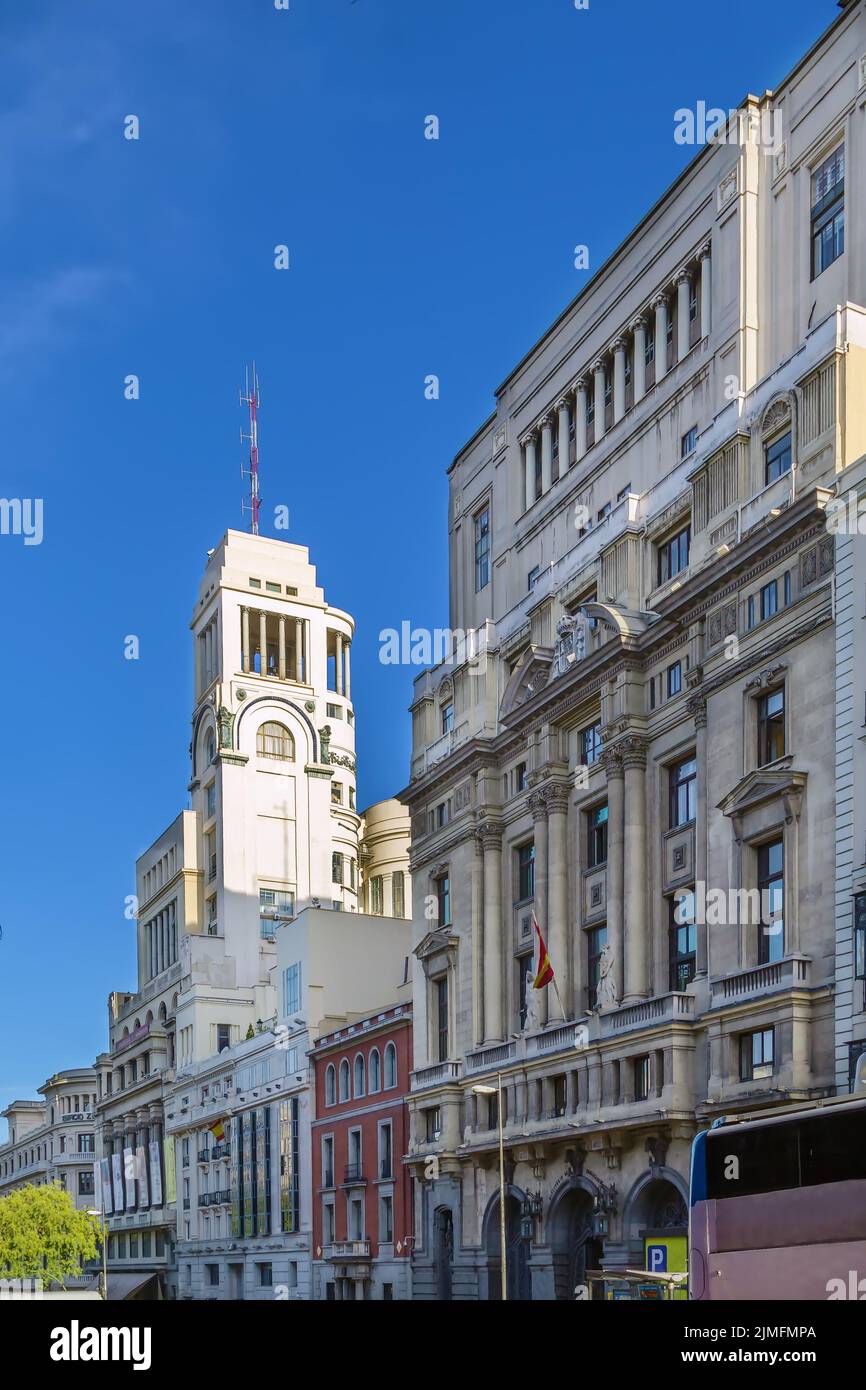 Gran Via Straße, Madrid, Spanien Stockfoto