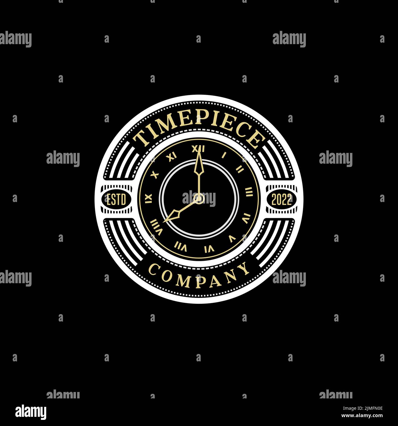 Design-Inspiration für das alte Uhremblem-Logo Stock Vektor