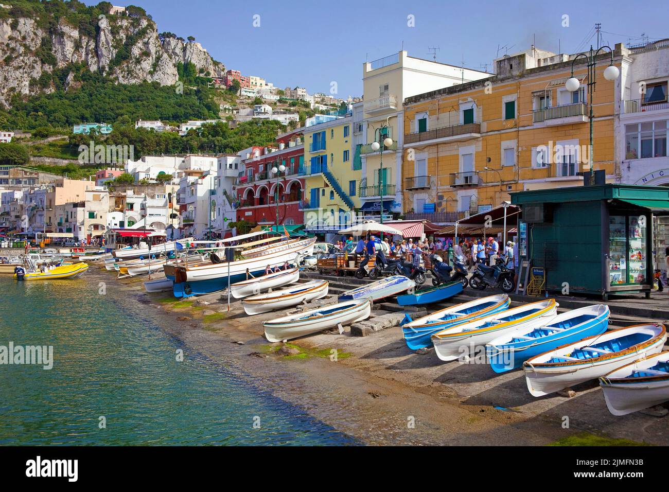 Fischerboote an der Marina Grande, Capri Insel, Golf von Neapel, Italien, Meer, Europa Stockfoto