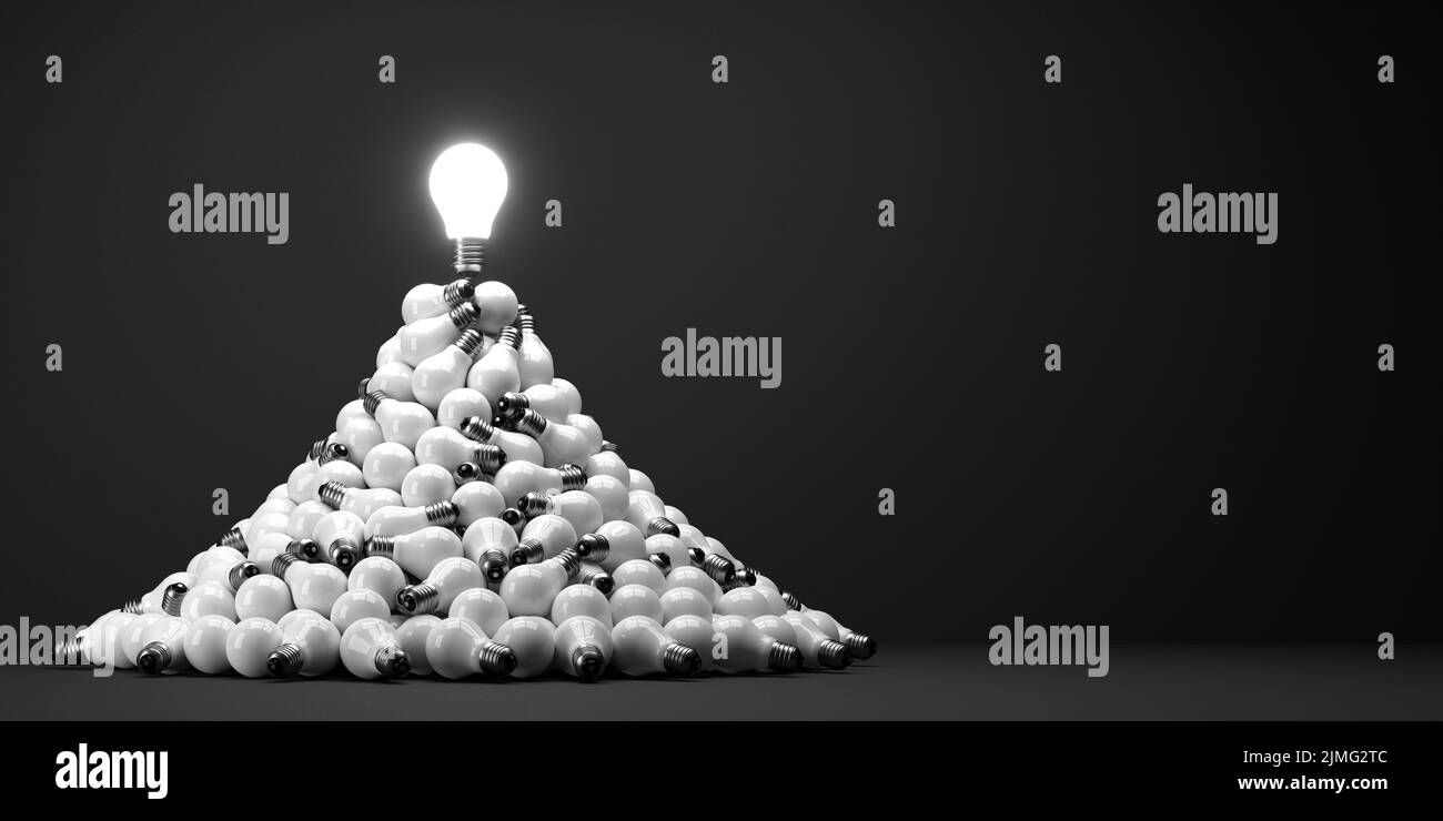 Elektrizitätstechnik als Glühbirnenkonzept - 3D Illustration Stockfoto