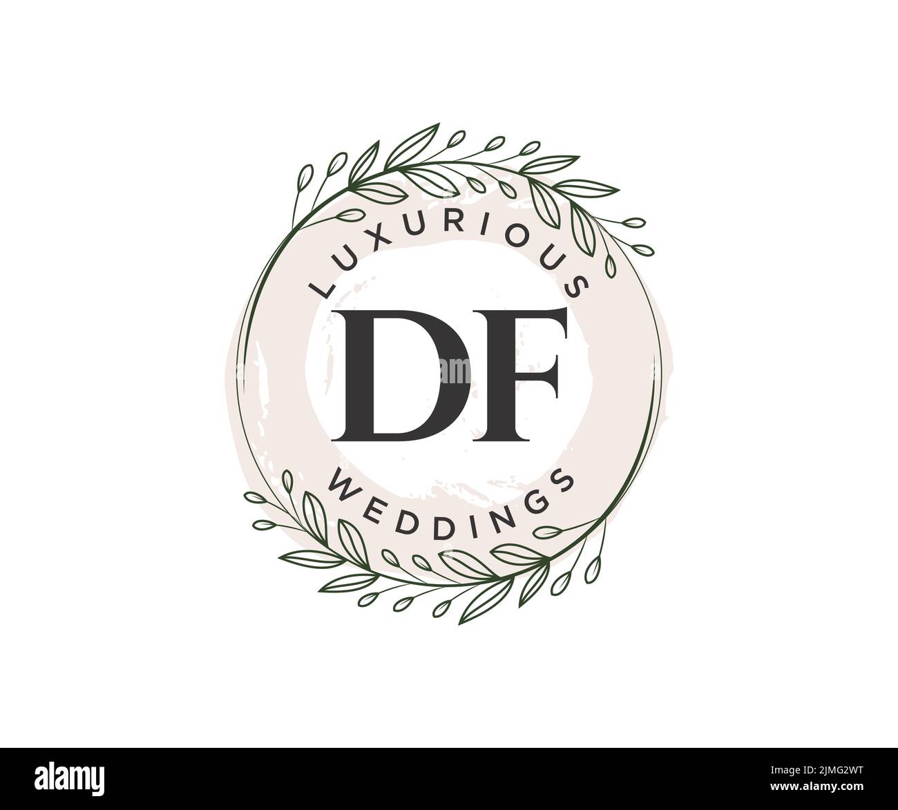 DF Initialen Brief Hochzeit Monogramm Logos Vorlage, handgezeichnete moderne minimalistische und florale Vorlagen für Einladungskarten, Save the Date, elegant Stock Vektor