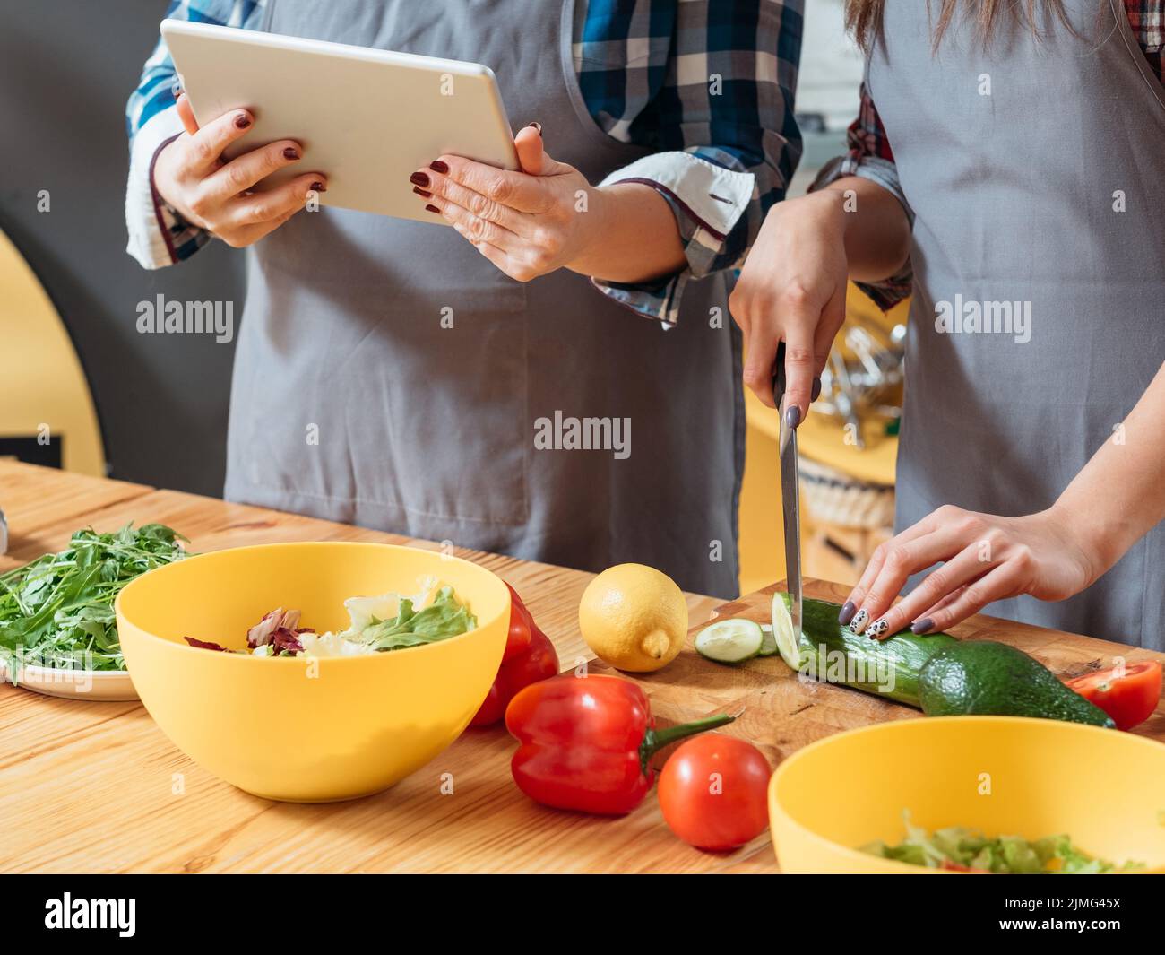 Online-Kochkurs vegetarische Ernährung Rezept Stockfoto