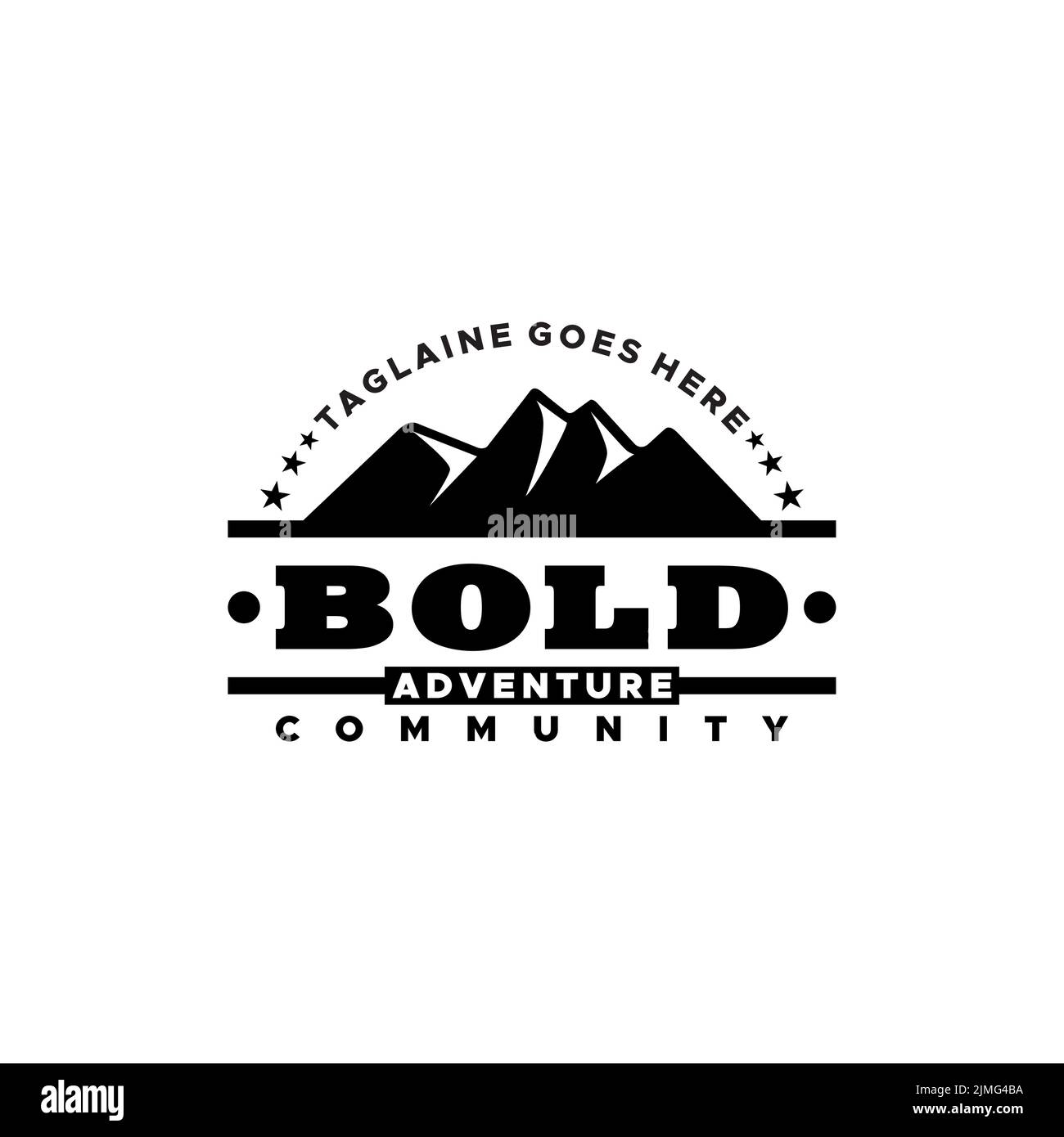 Simple Black Bold Mountain Adventure Outdoor Logo Design Inspiration Stock Vektor