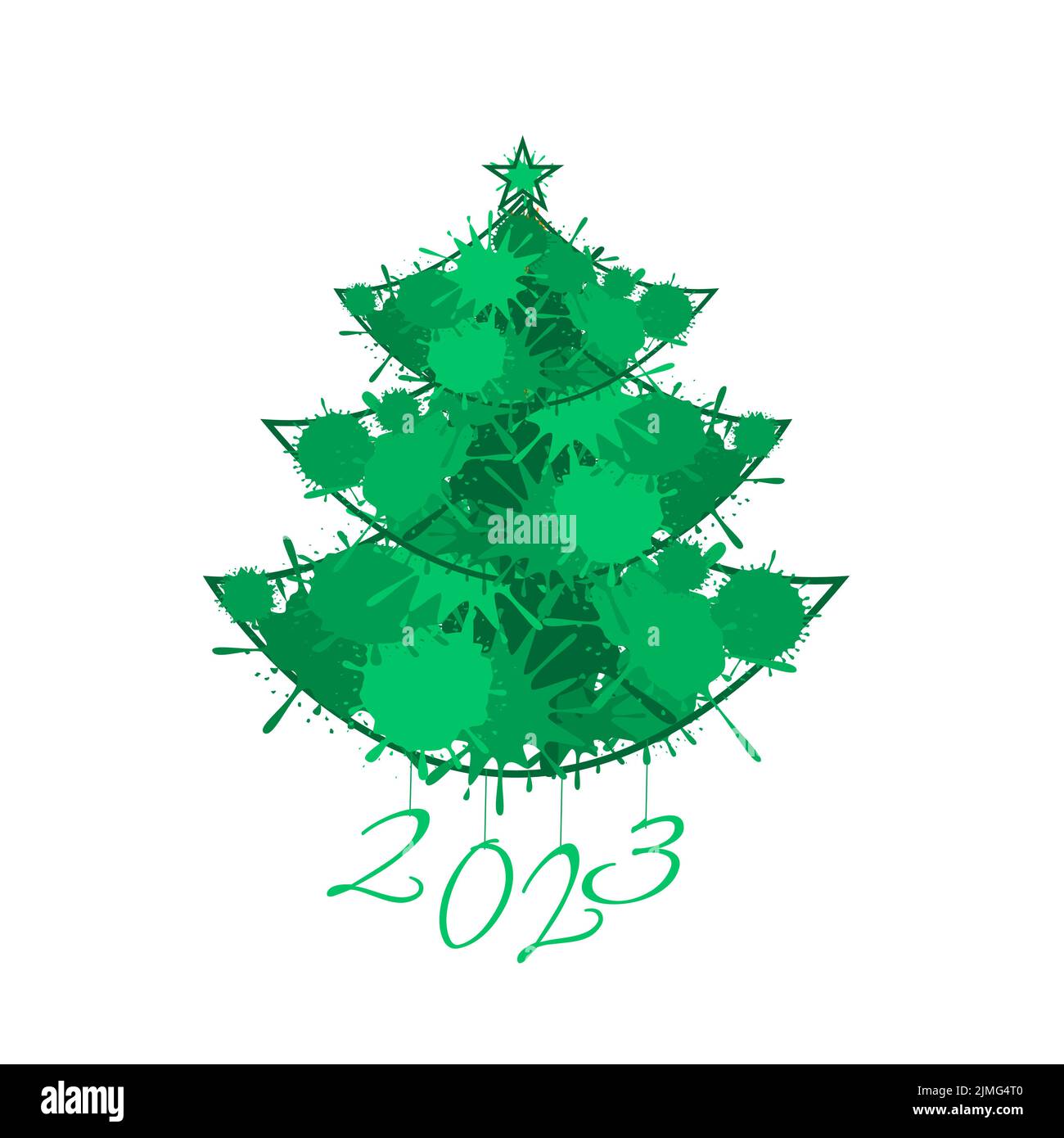 Frohes Neues Jahr 2023. Weihnachtsbaum Stock Vektor