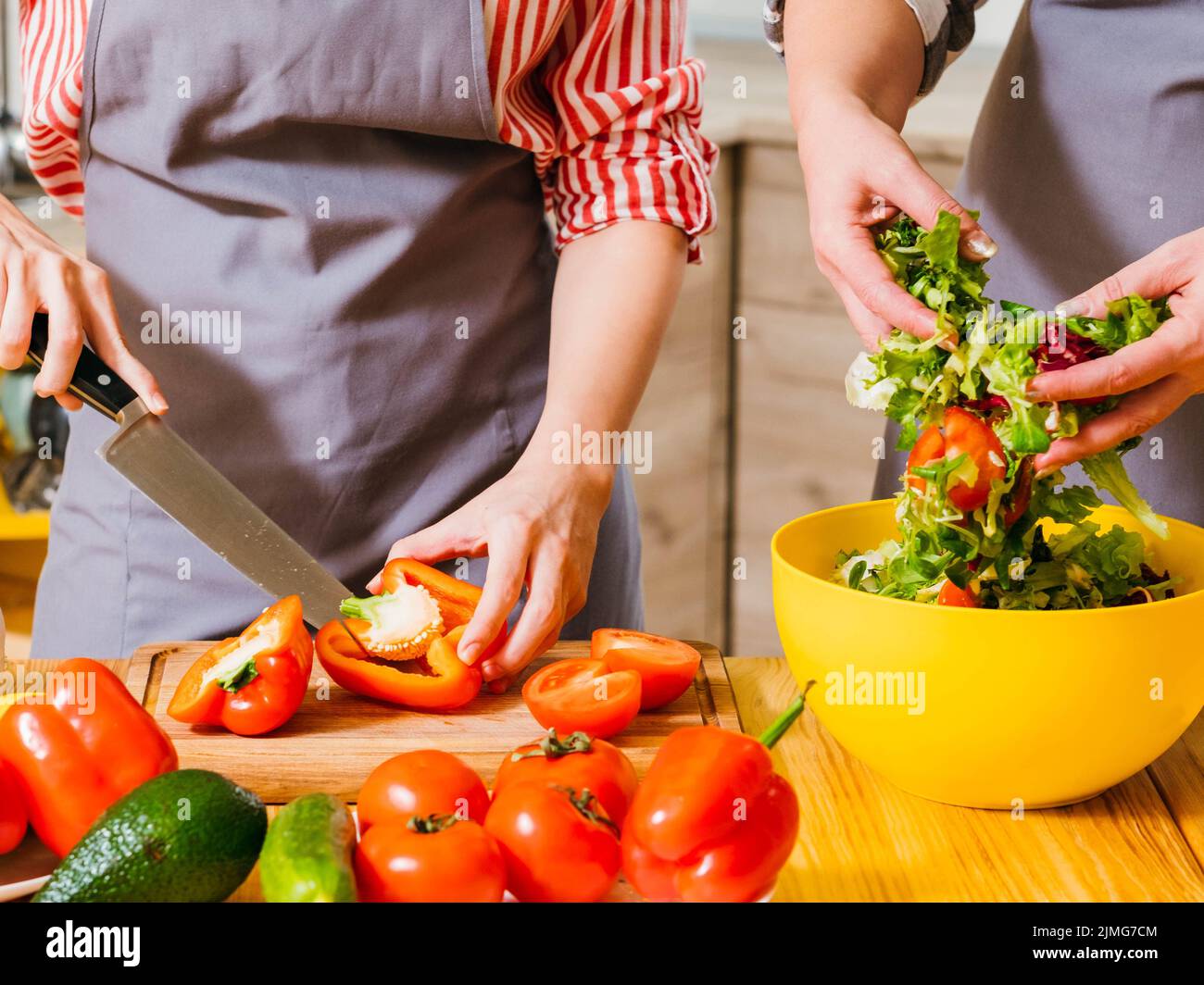 Vegetarisches Hausrezept Kochen Salat Paprika Stockfoto