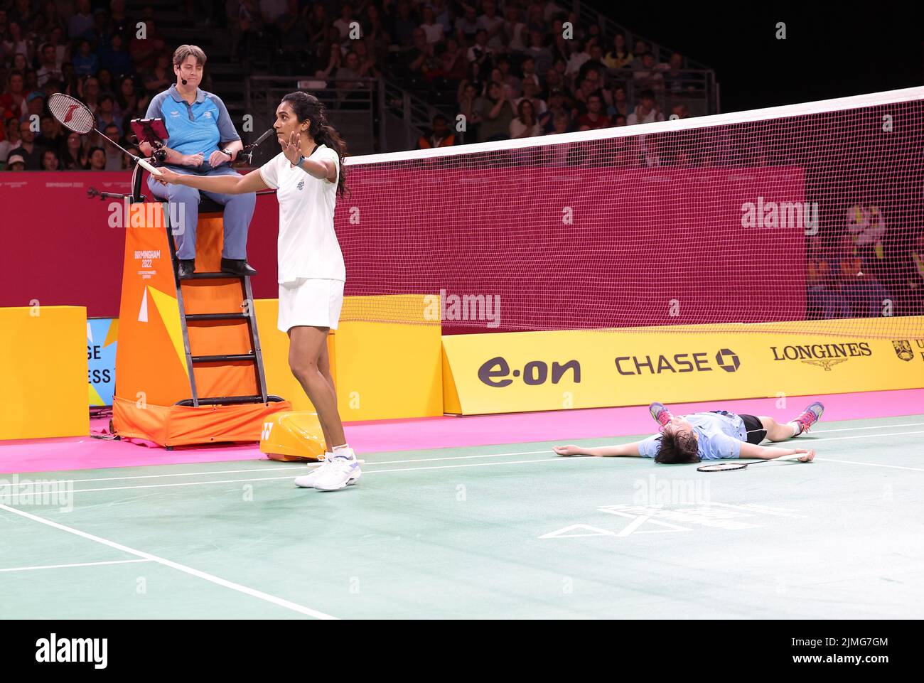 NEC, Birmingham, Großbritannien: 6.. Aug 2022, Common Wealth Games 2022 : Badminton: PV Sindhu (IND) vs JW Goh (MAS). PV Sindhu gewann die Frauen-Singles QF. Seshadri SUKUMAR Stockfoto