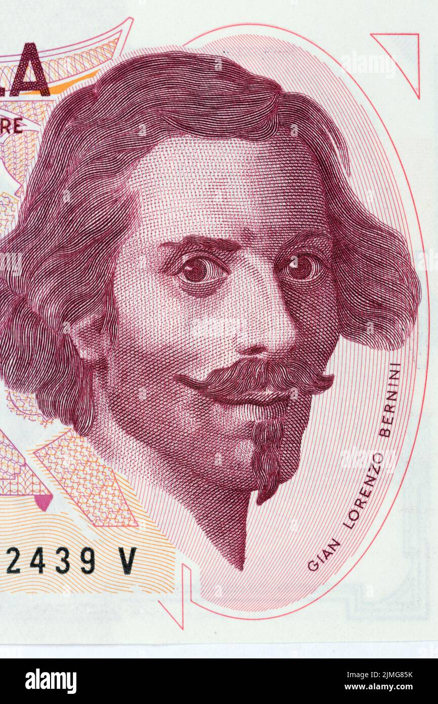 Gian Lorenzo Bernini Porträt von italienischen Geld Stockfoto