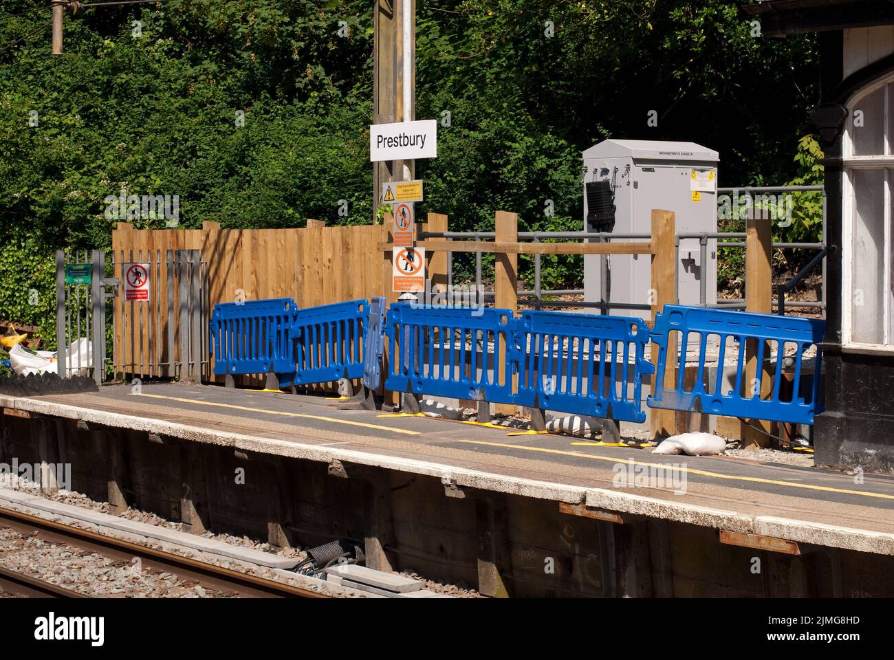 Signalausbau an der Prestbury Station Cheshire. Stockfoto