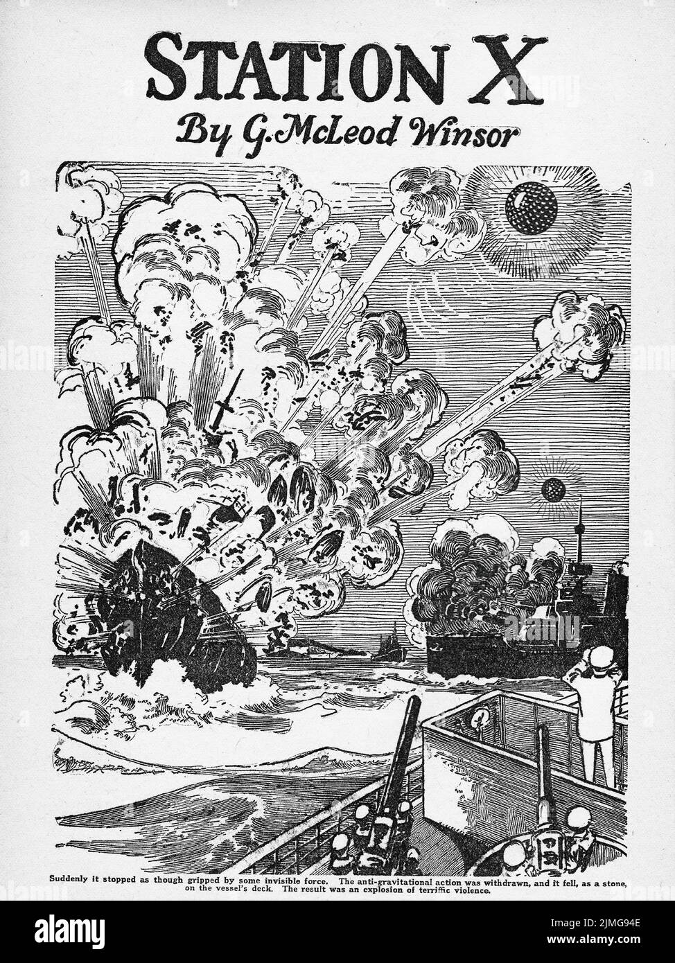 Station X, von G. McLeod Winsor. Illustration aus Amazing Stories, September 1926. Stockfoto