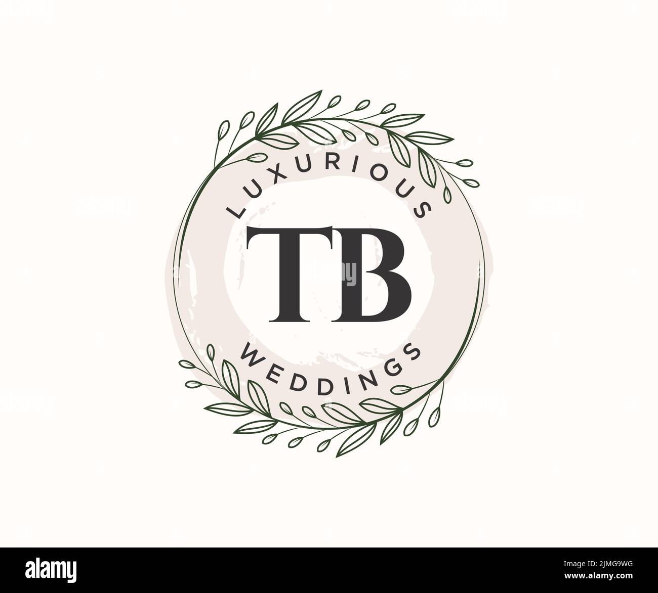 TB Initialen Brief Hochzeit Monogramm Logos Vorlage, handgezeichnete moderne minimalistische und florale Vorlagen für Einladungskarten, Save the Date, elegant Stock Vektor