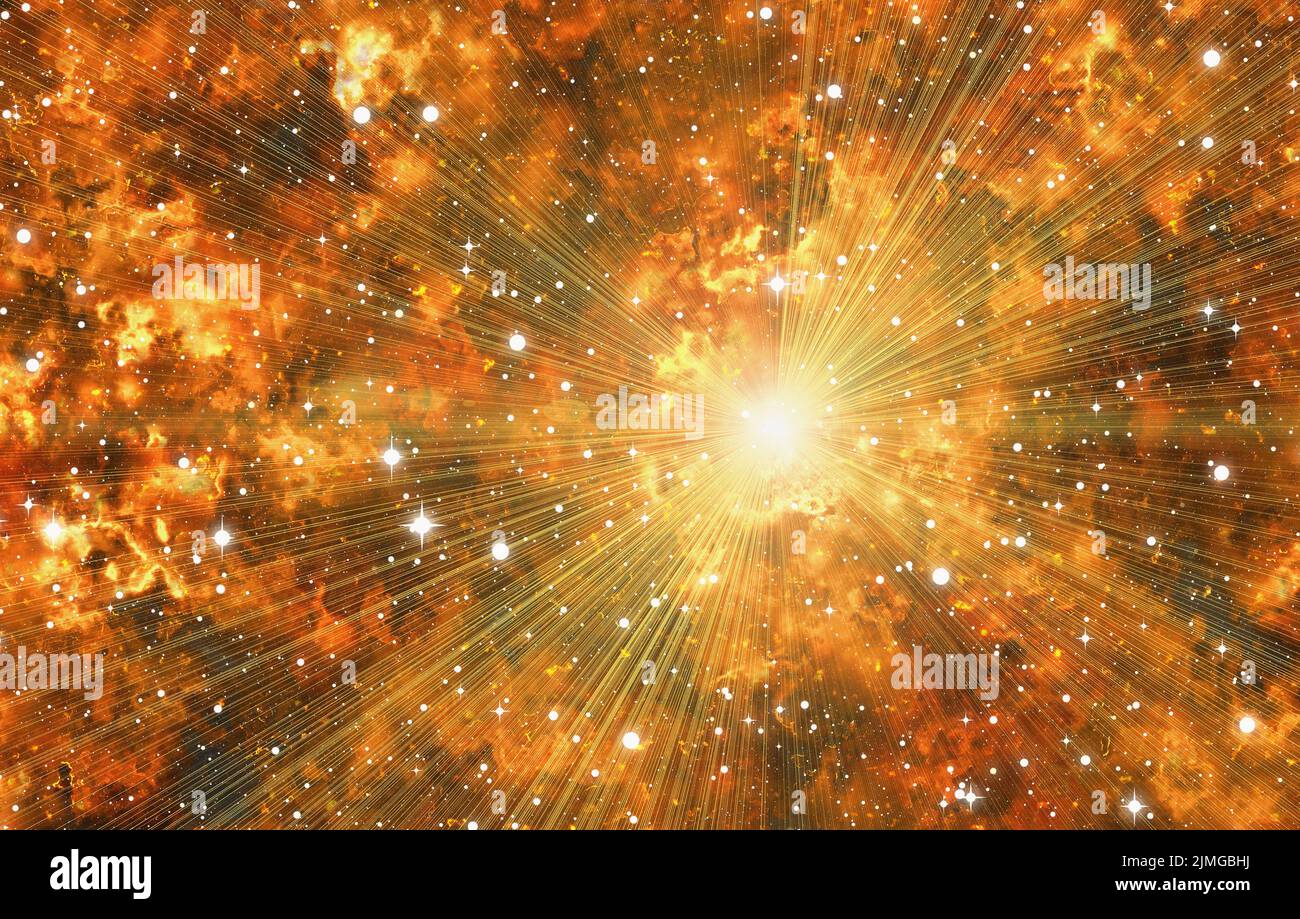 Helle Explosion Blitz Hintergrund. Feuer platzen Stockfoto