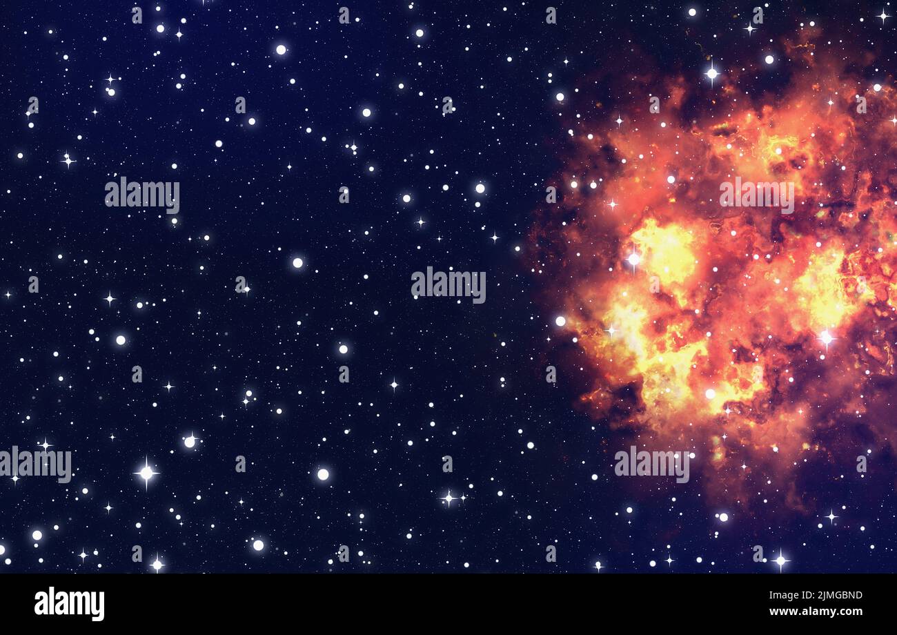 Helle Explosion Blitz auf einem Raum Hintergrund. Feuer platzte Stockfoto