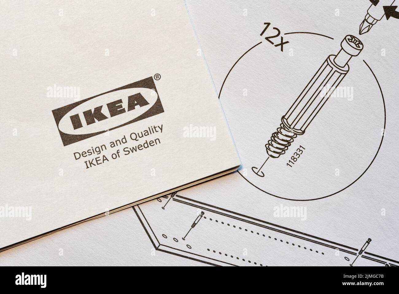 Bauanleitung für Möbel der schwedischen Möbelfirma Ikea Stockfoto