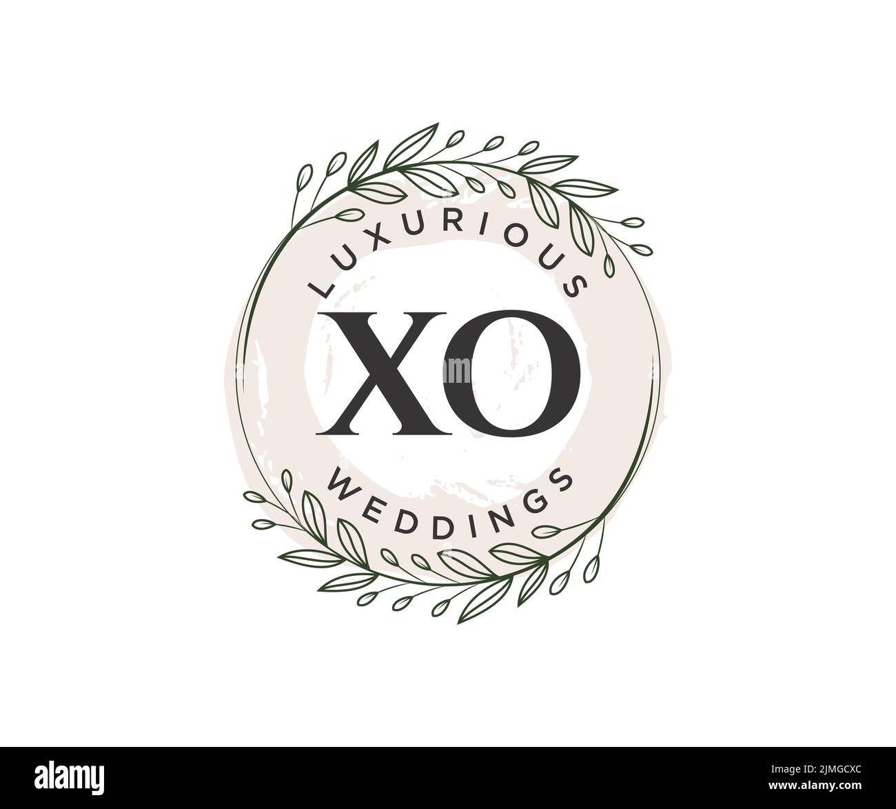 XO Initials Letter Hochzeit Monogramm Logos Vorlage, handgezeichnete moderne minimalistische und florale Vorlagen für Einladungskarten, Save the Date, elegant Stock Vektor