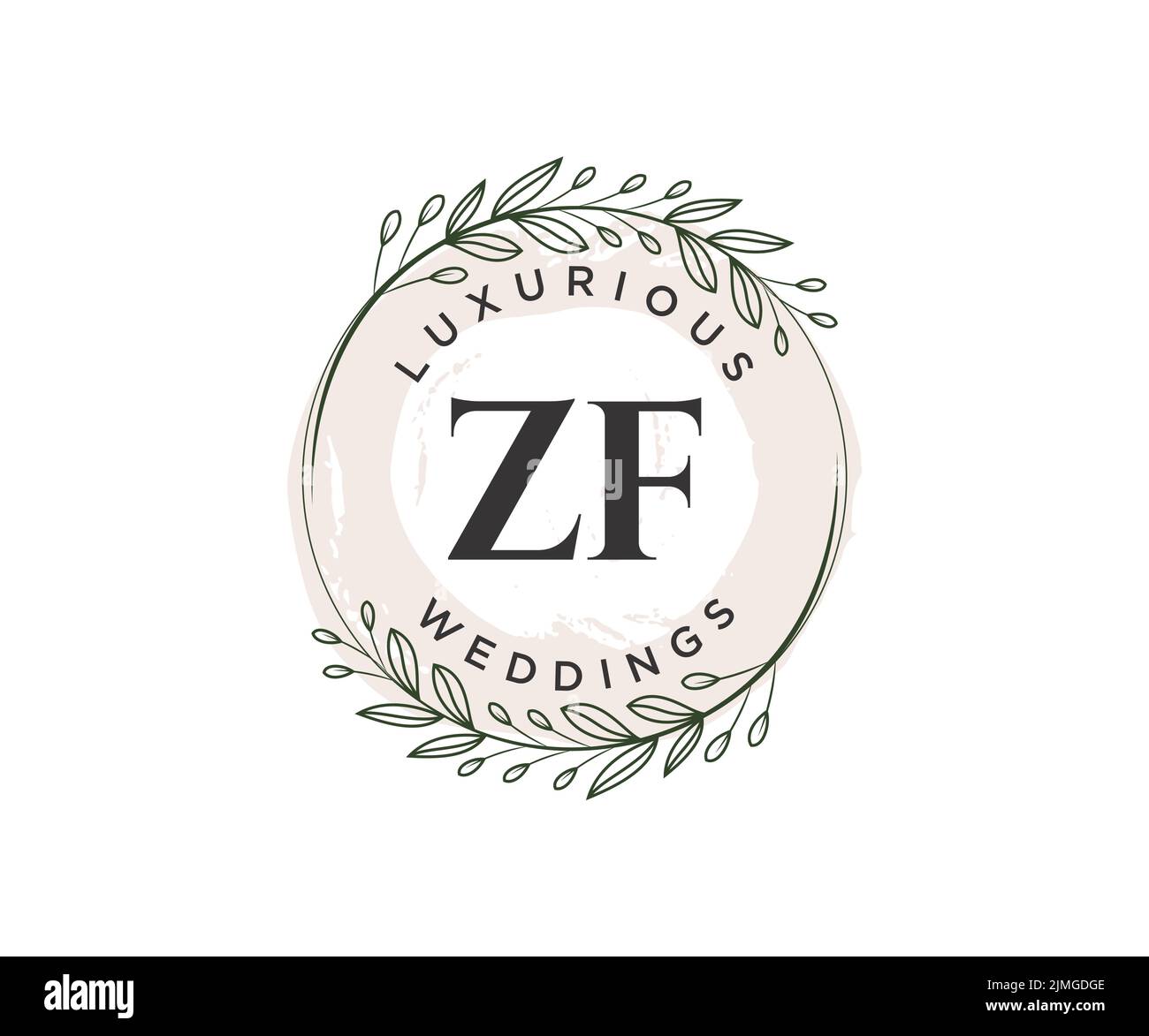 ZF Initialen Brief Hochzeit Monogramm Logos Vorlage, handgezeichnete moderne minimalistische und florale Vorlagen für Einladungskarten, Save the Date, elegant Stock Vektor
